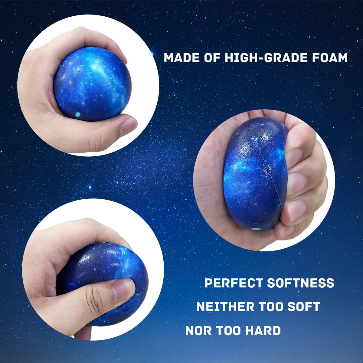 Kastwave Galaxy Stress Balls, 24 Pcs Space Theme 2.5 Inch Balls Mini Relief Ball, Fidget Toy Anxiety Toys, For School Reward Birthday Party Favor Gifts