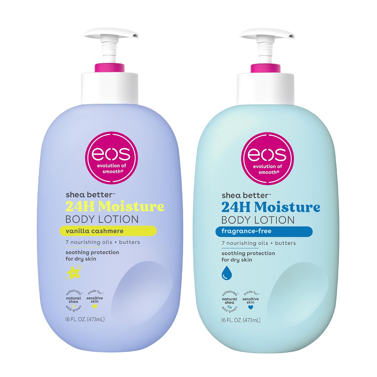 eos Shea Better Body Lotion- Vanilla Cashmere, 24-Hour Moisture Skin Care, Lightweight & Non-Greasy, Made with Natural Shea, Vegan, 16 fl oz - Medaid International