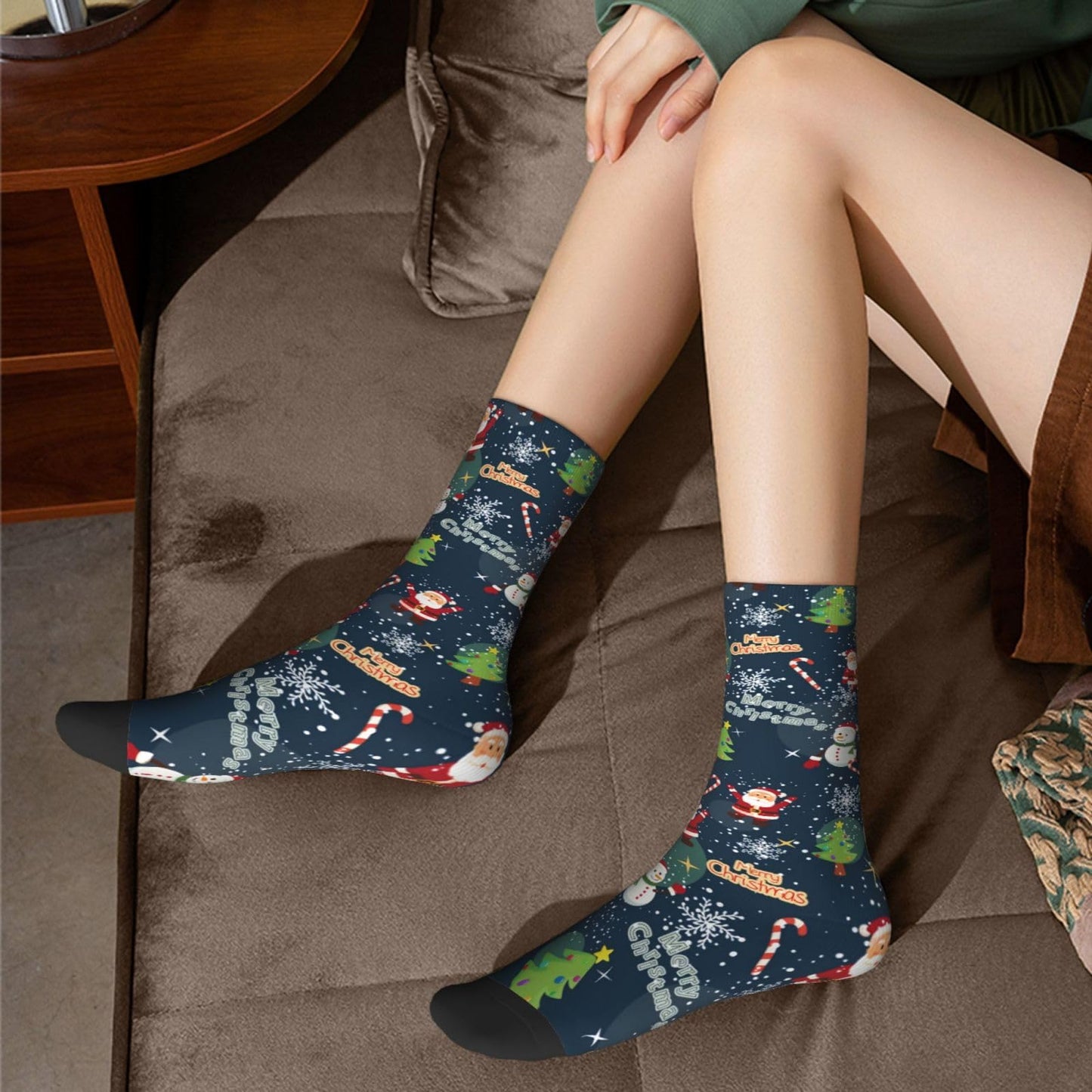 ASYG Christmas Red Snowflakes Socks Xmas Holiday Socks Funny Stockings Socks Gifts New Years Novelty Dress Crew Socks - Medaid International