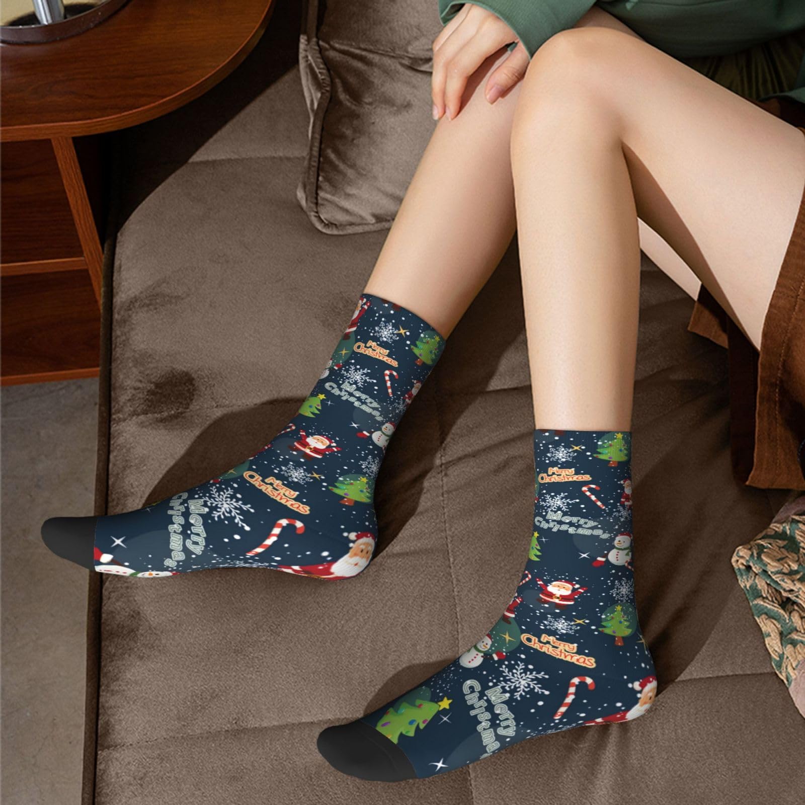 ASYG Christmas Red Snowflakes Socks Xmas Holiday Socks Funny Stockings Socks Gifts New Years Novelty Dress Crew Socks - Medaid International