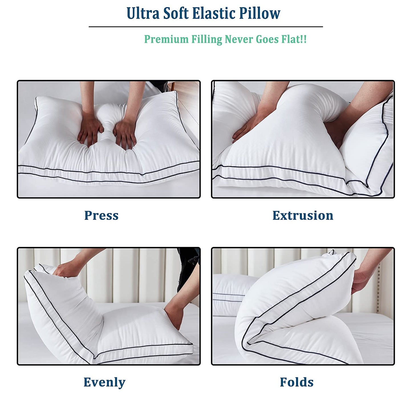 Gehannah Bed Pillows for Sleeping, Luxury Plush Soft Pillow with Home and Hotel, Breathable Microfiber Cover Skin-Friendly Pillows for Side Back Sleepers - Medaid International