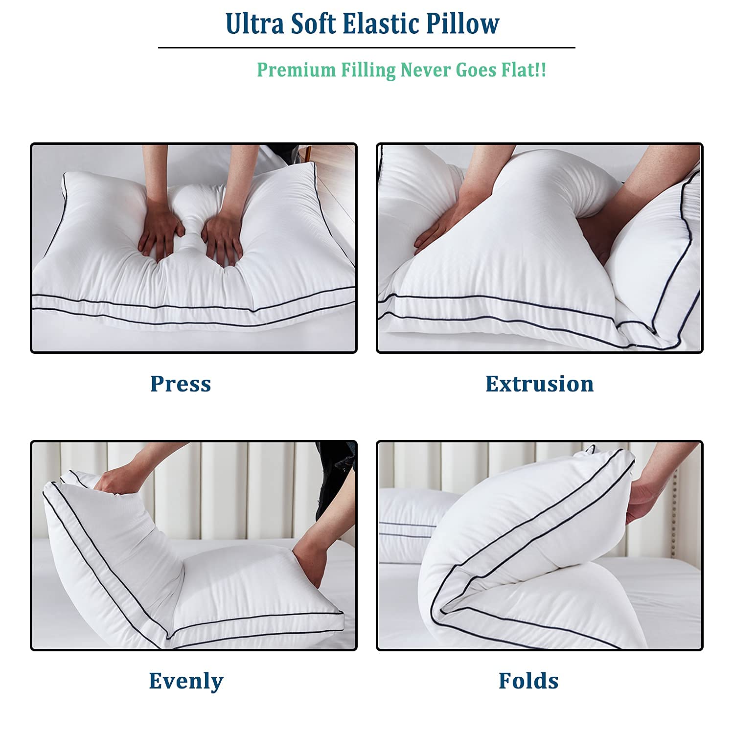 Gehannah Bed Pillows for Sleeping, Luxury Plush Soft Pillow with Home and Hotel, Breathable Microfiber Cover Skin-Friendly Pillows for Side Back Sleepers - Medaid International