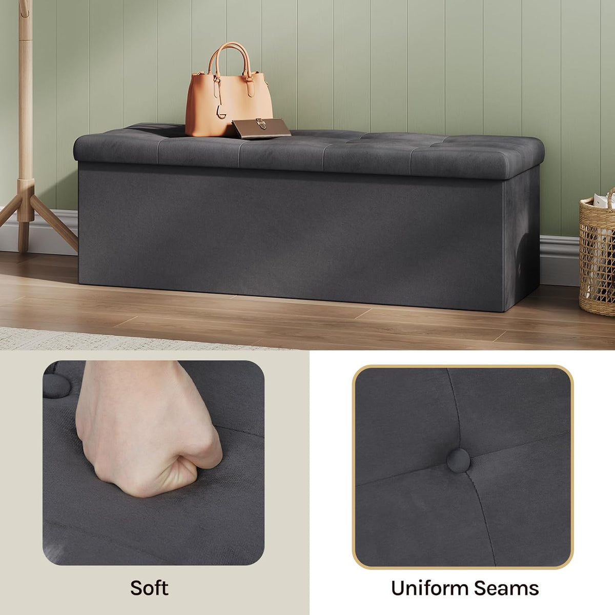 WOLTU Footstool Storage bench (SH73GR)