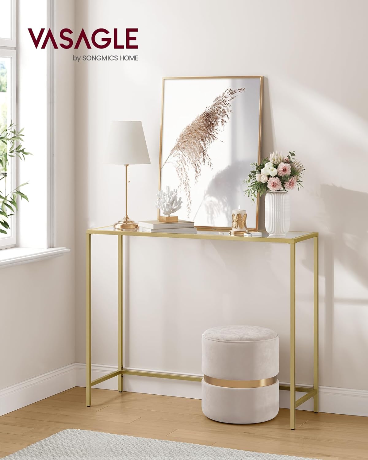 VASAGLE Tempered Glass Sofa Table