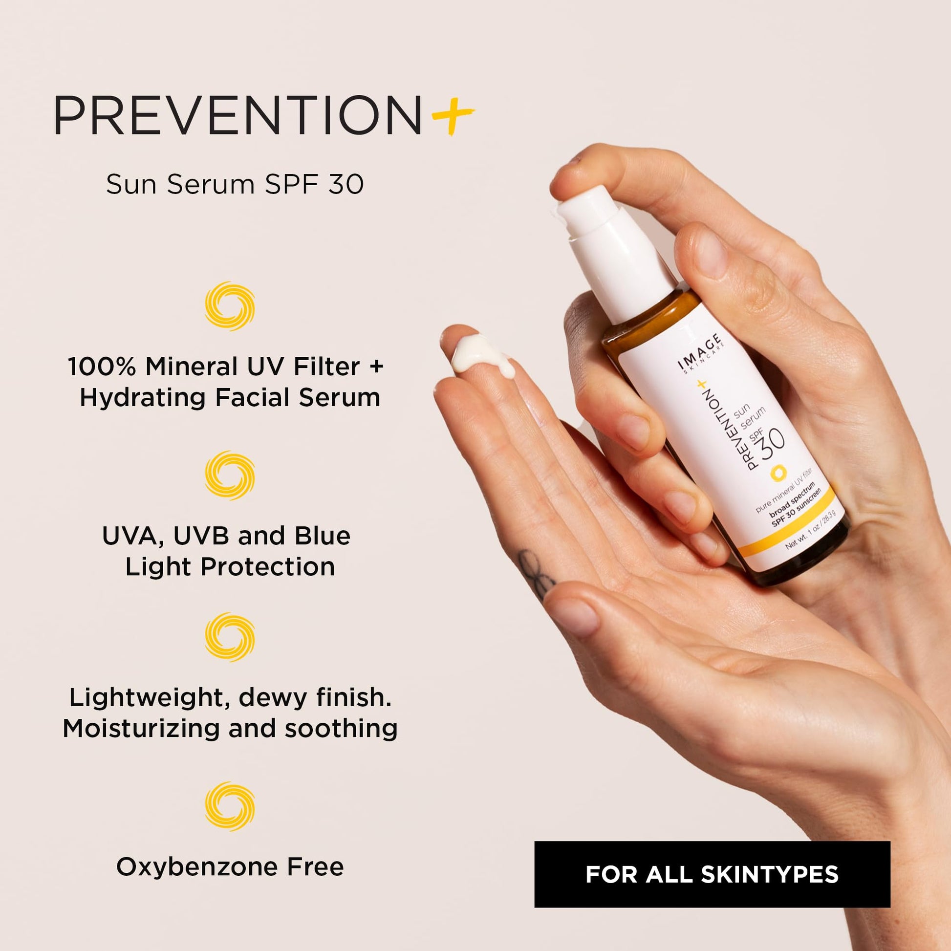 IMAGE Skincare, PREVENTION+ Sun Serum SPF 30 Mineral Sunscreen for Face, Non Comedogenic, Wear Under Makeup, Perfect Travel Size, 1.0 oz - Medaid International