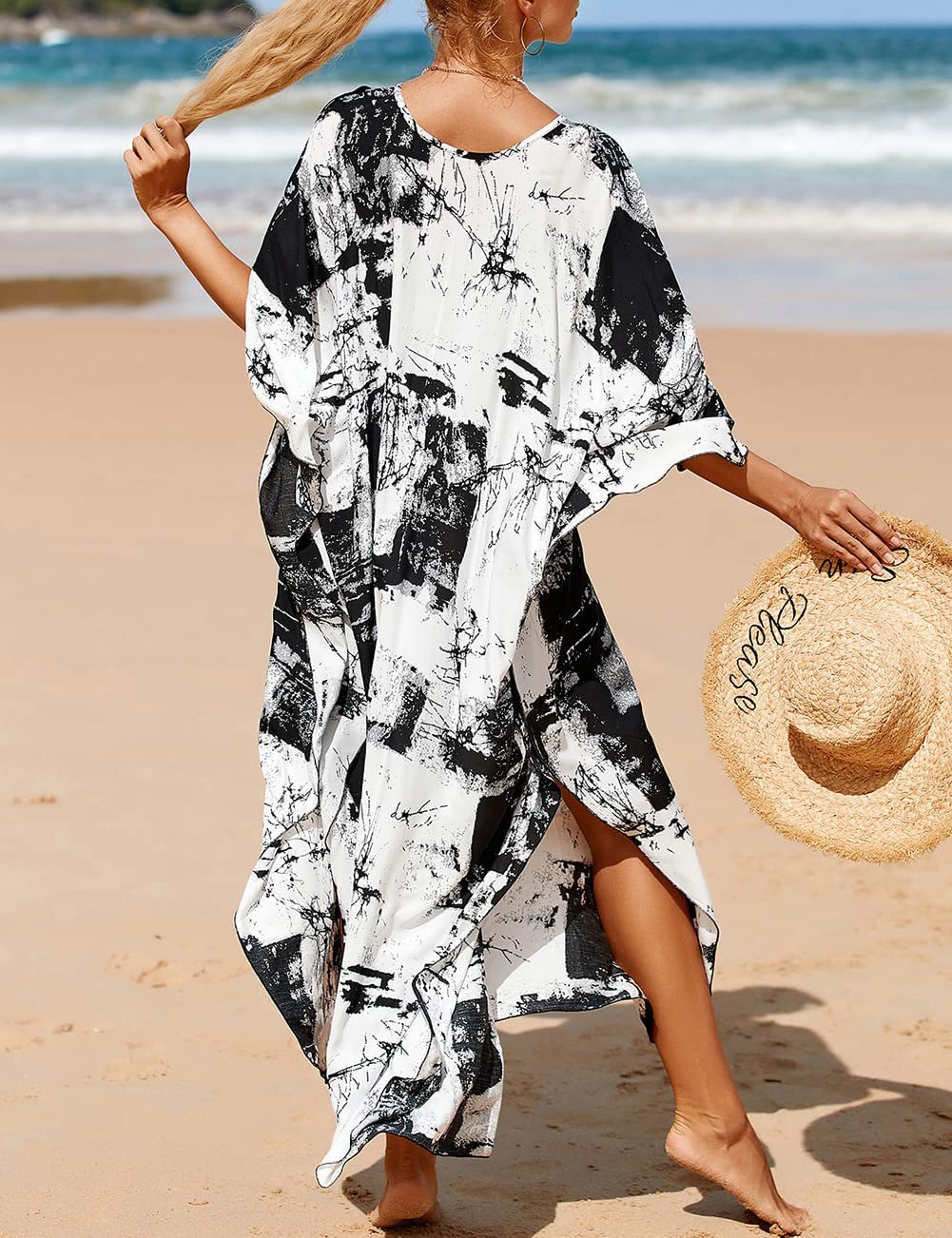 KASTWAVE Maxi Bohemian Dress, Kimono, Beach Coverup