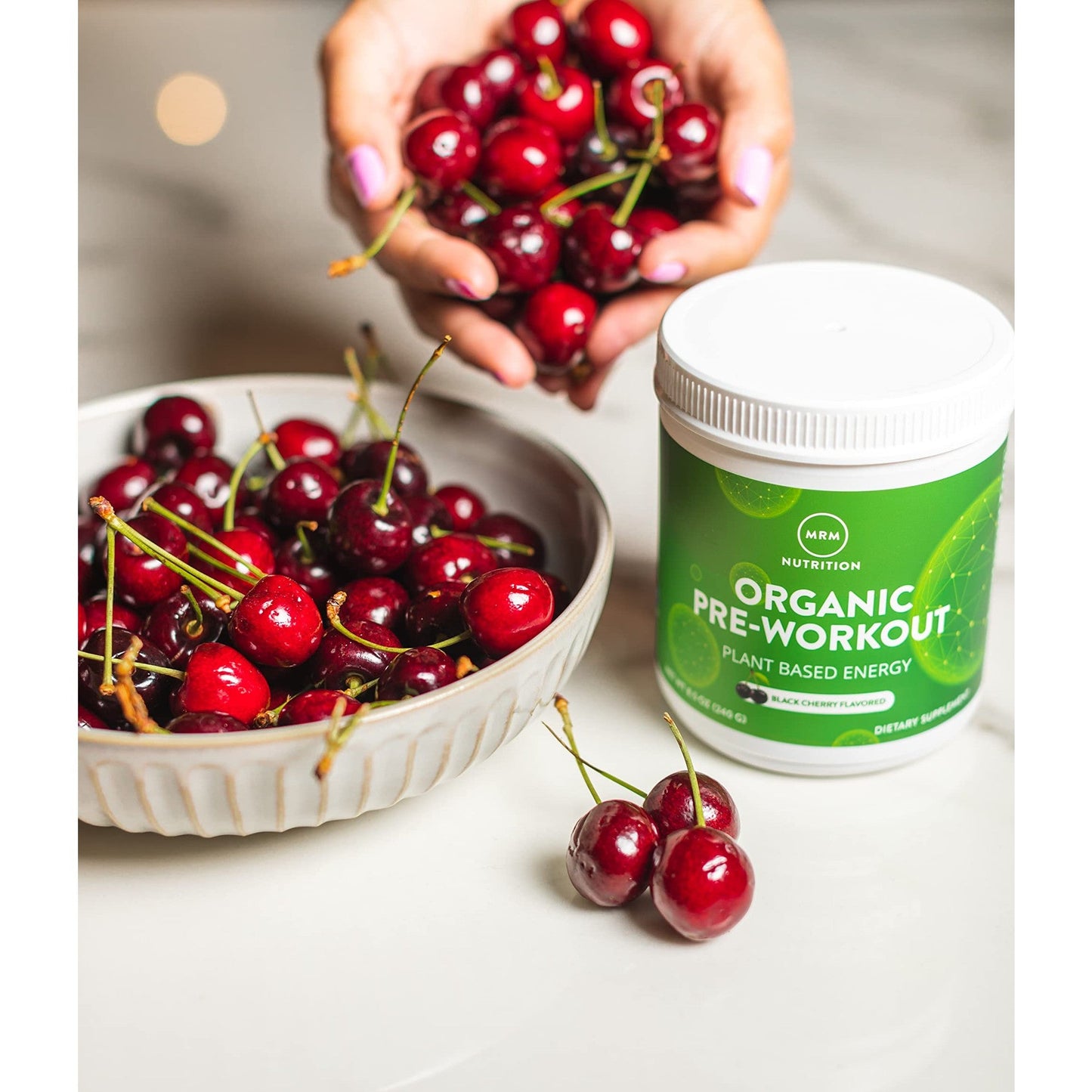 MRM Nutrition Organic Pre-Workout Powder | Black Cherry Flavored | Superfoods + 150mg Natural Caffeine + adaptogens | Clean Energy + Focus| Healthy Blood Flow | Vegan + Non-GMO | 20 Servings - Medaid International