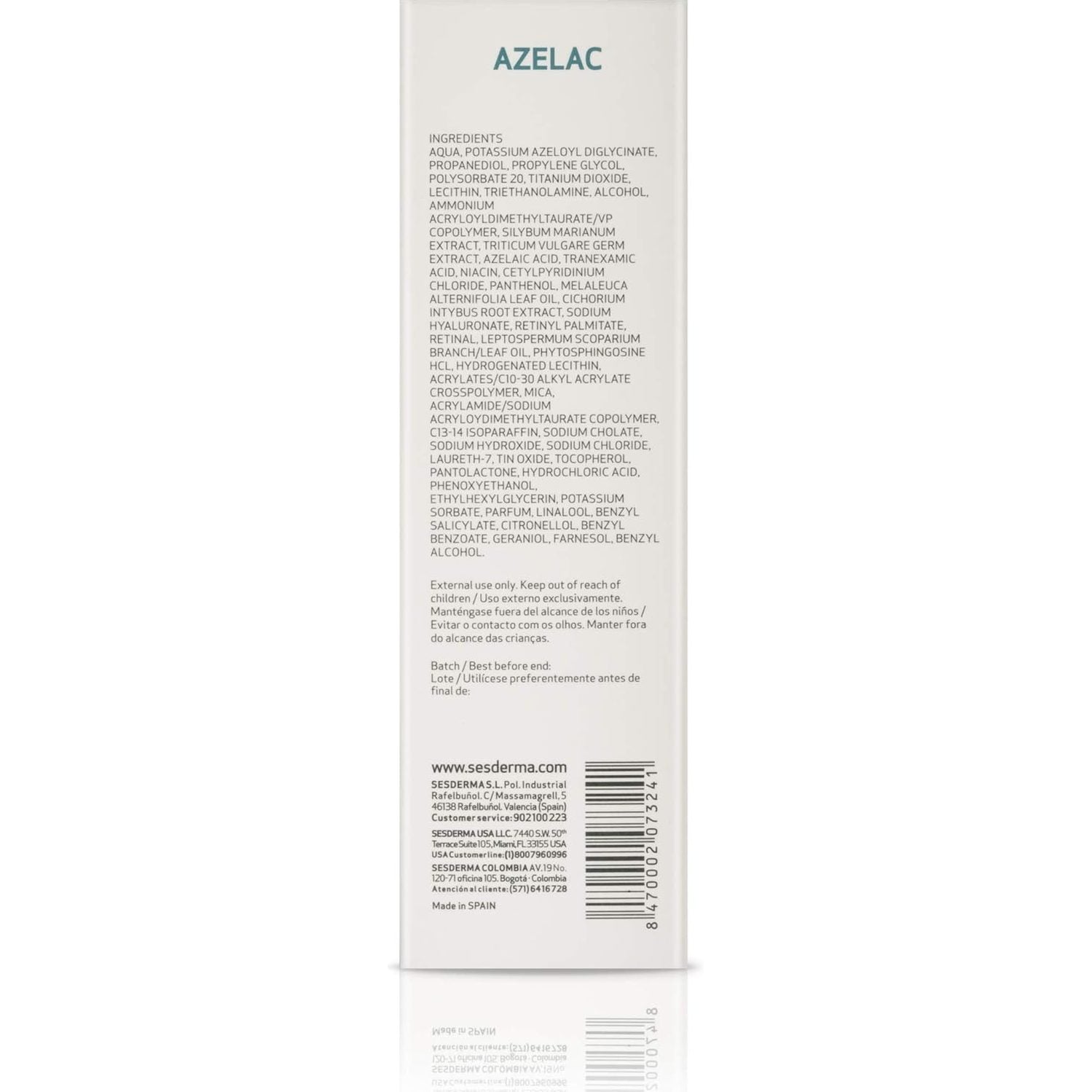 Sesderma Azelac Moisturizing gel - 50 ml | Daily Moisturiser for Sensitive Skin | Rosacea Skin | Oily Combination Skin | Redness | Green Pigment | Hides Redness | 50ml - Medaid International