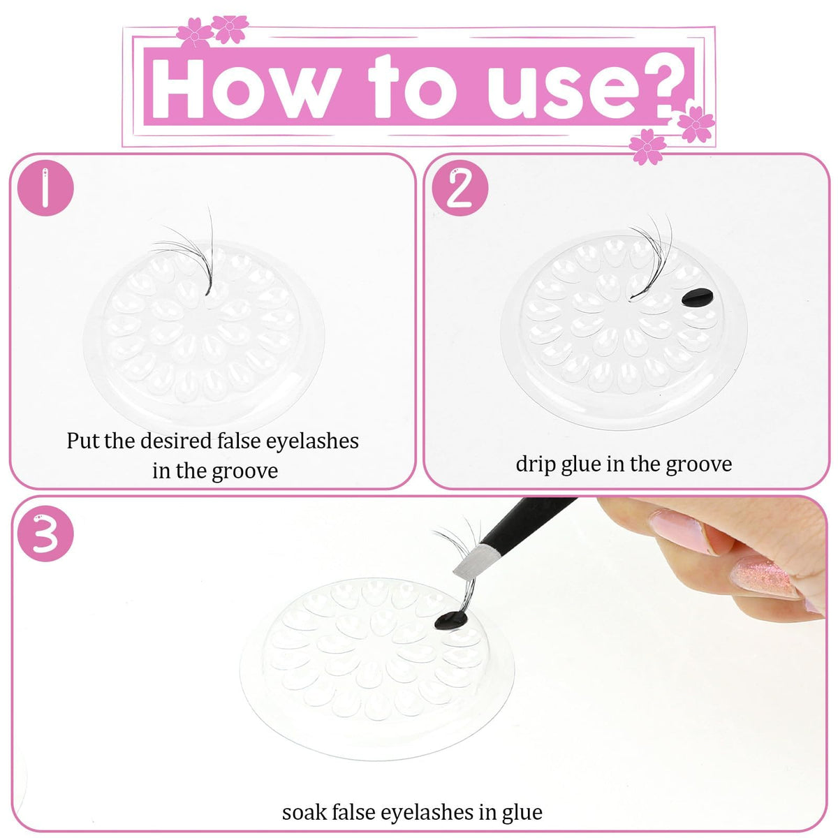 KASTWAVE Disposable Lash Trays 100Pcs, Transparent Plastic Eyelash Glue Holders, False Eyelash Pads for Extensions, Professional Eyelash Application Tools