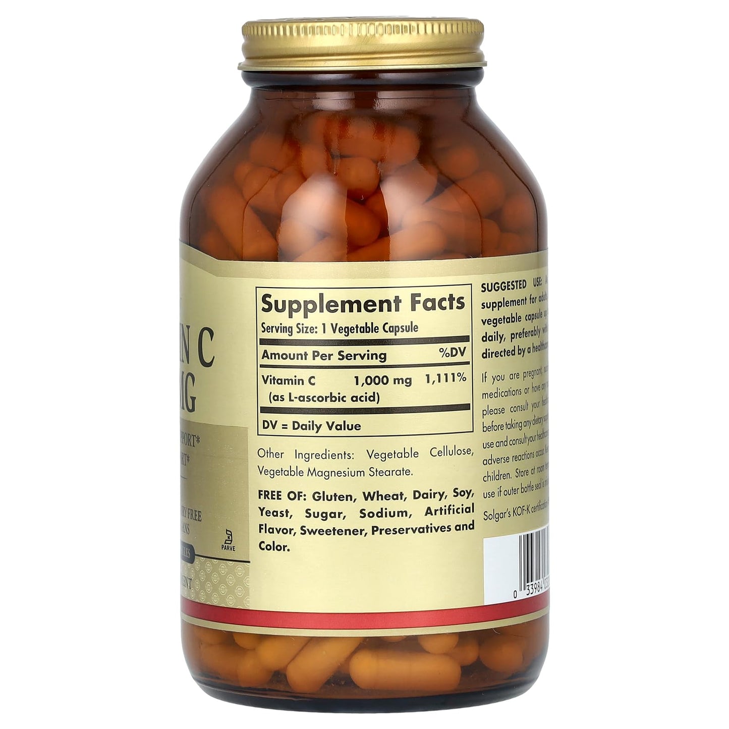 Solgar Vitamin C 1000 mg, 250 Vegetable Capsules - Antioxidant & Immune Support - Overall Health - Healthy Skin & Joints - Bioflavonoids Supplement - Non GMO, Vegan, Gluten No, Kosher - 250 Servings - Medaid International
