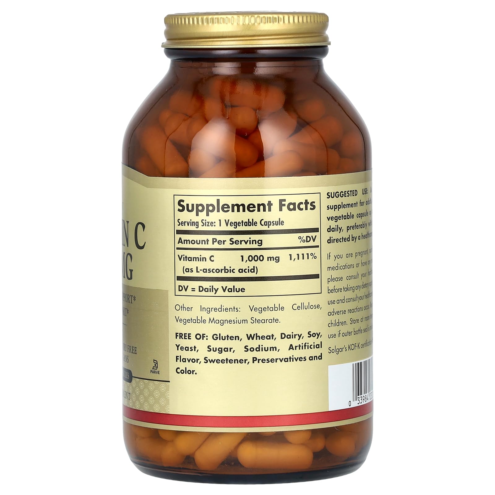 Solgar Vitamin C 1000 mg, 250 Vegetable Capsules - Antioxidant & Immune Support - Overall Health - Healthy Skin & Joints - Bioflavonoids Supplement - Non GMO, Vegan, Gluten No, Kosher - 250 Servings - Medaid International