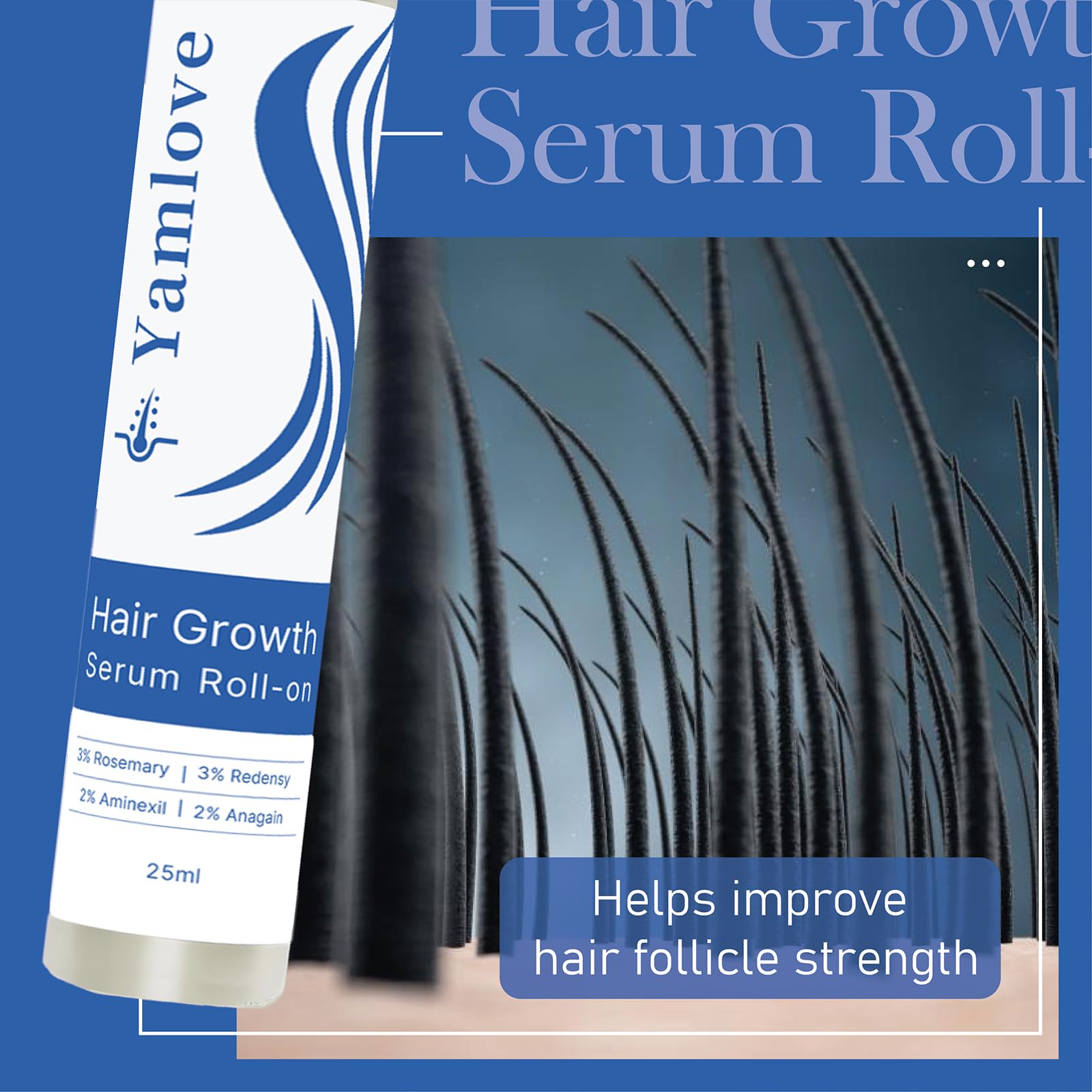 Rosemary Hair Growth Serum, 25ml, with Redensyl and Anagain, Roll-On, Reduces Hair Fall, For All Hair Types (1) - Medaid International