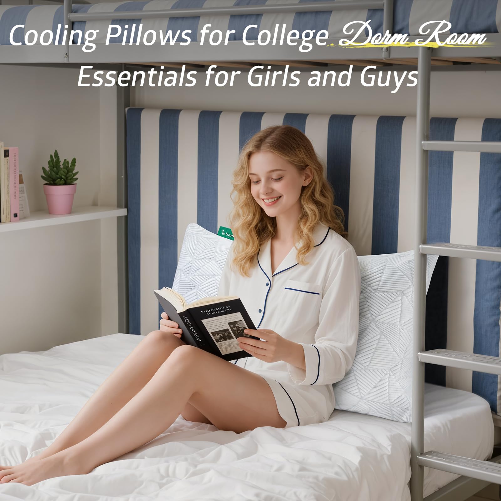 BETU Cooling Pillow Queen Size, Shredded Memory Foam Cool Pillow for Hot Sleepers, Adjustable Firm Soft Support Bed Pillows Perfect for Back Neck Pain and Side Sleeping with Pillow Case Cover, White - Medaid International