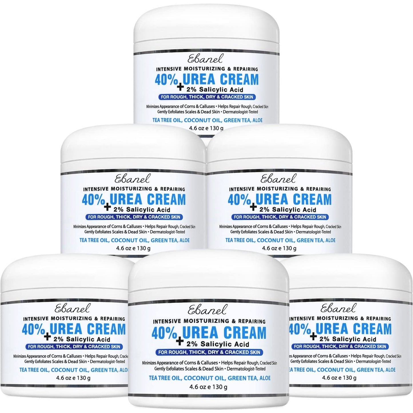 Ebanel Urea Cream 40% plus Salicylic Acid 2%, Foot Cream for Dry Cracked Heels Feet Knees Elbows Hands, Foot Dead Skin Cuticle Callus Remover Toenail Softener, Keratolytic Skin Barrier Repair Cream - Medaid International
