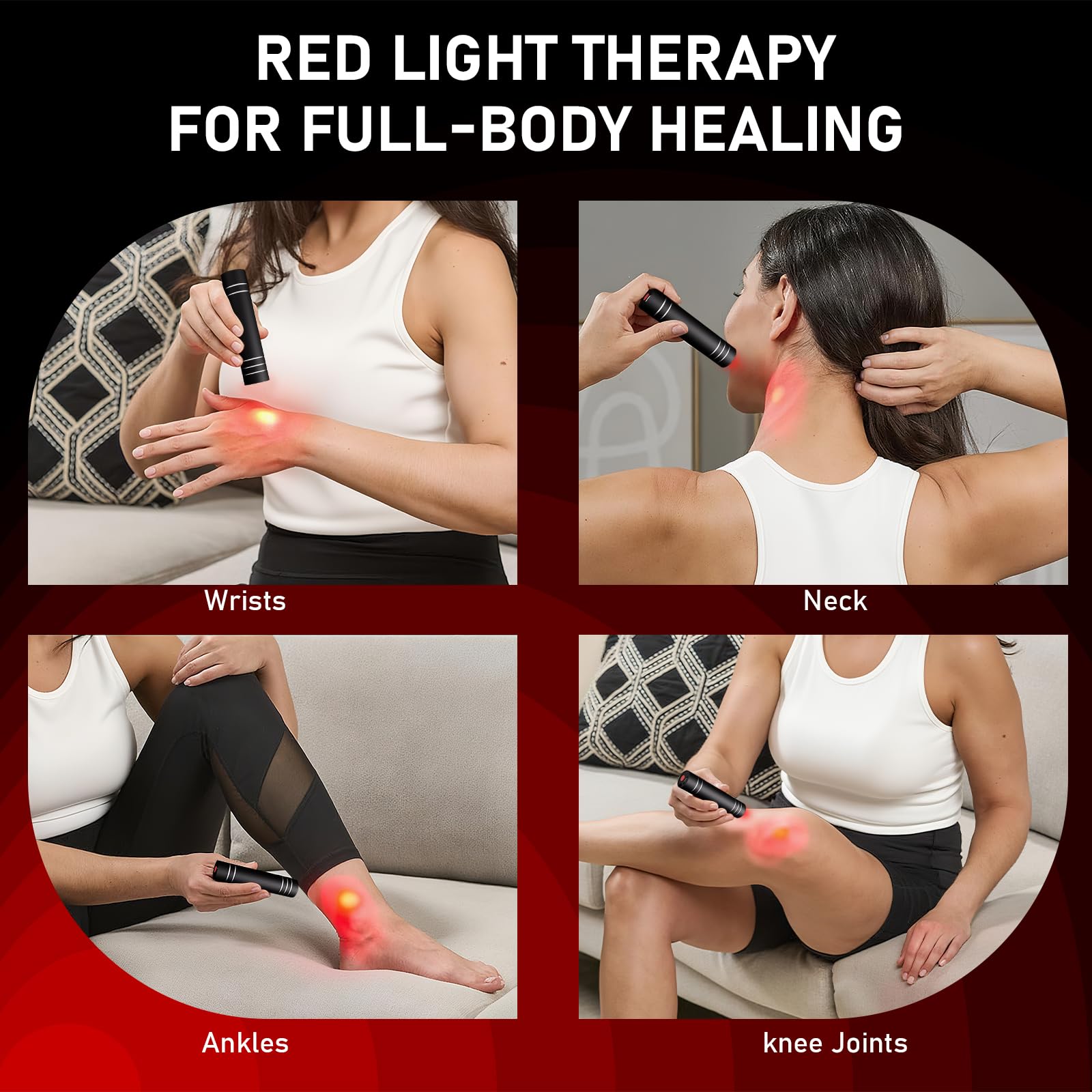 YKeluxon Infrared Red Light Therapy Device for Joint and Muscle, Portable Red Light Therapy Torch, Near Infrared Light for Body, Face, Neck, Back,Knee, 660nm 850nm LED Light Therapy Wand - Medaid International