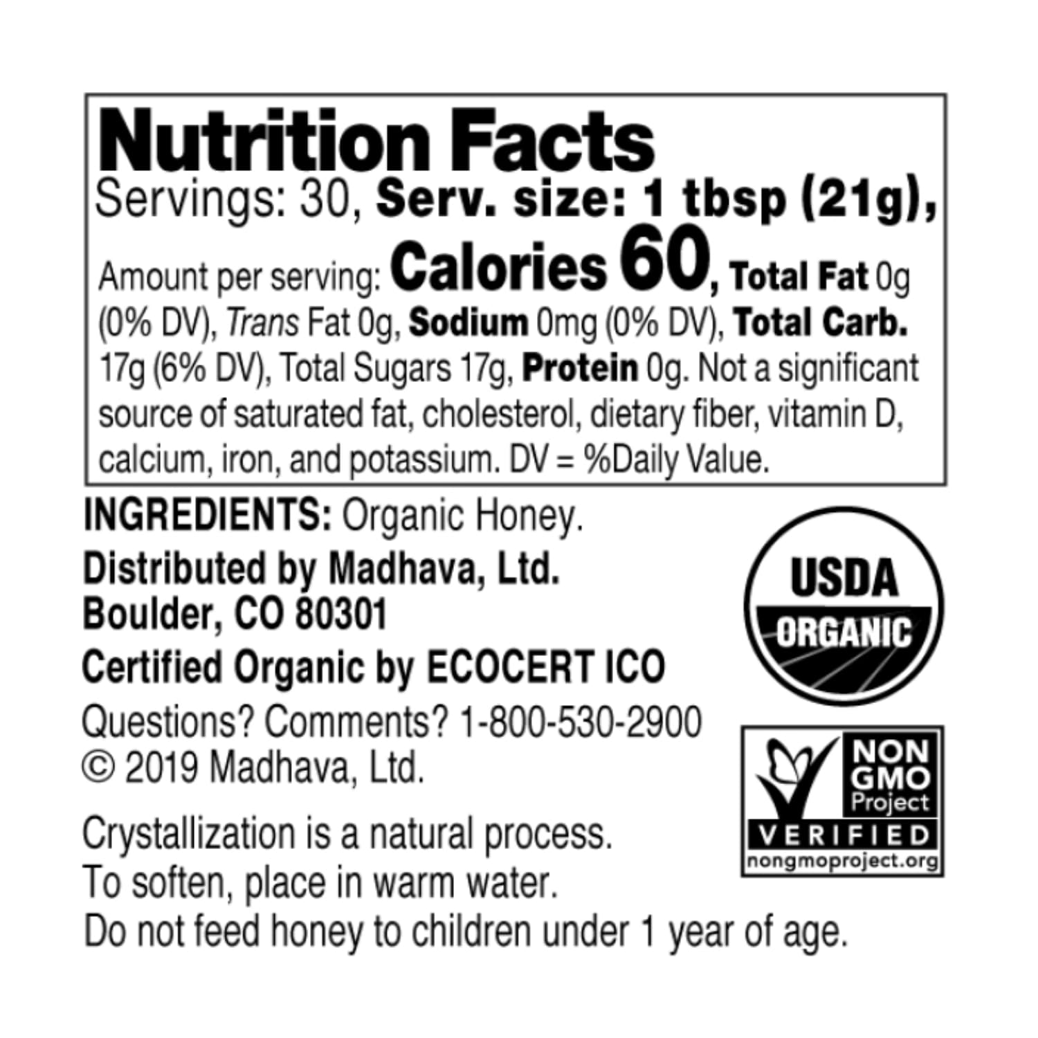 Madhava Natural Sweeteners Organic Honey, 22-Ounce - Packaging May Vary - Medaid International