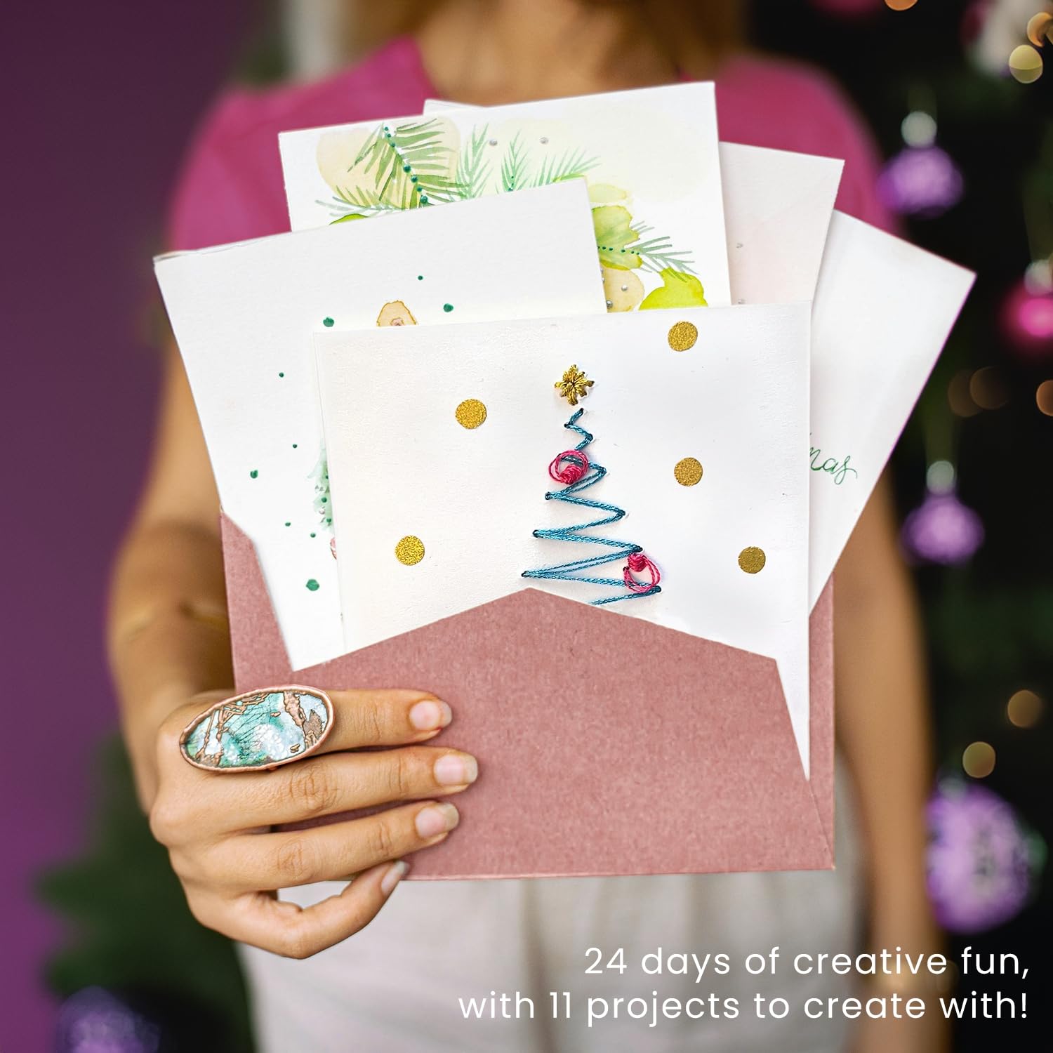 ARTEZA Craft Advent Calendar, 24-Day DIY Art Kit with Supplies & Projects, Curated by Lauren Quigley, Holiday Gift for Adults, Crafters & Artists - Medaid International