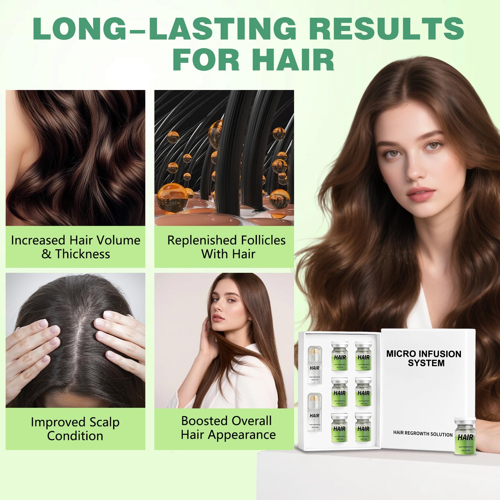 Hair Regrowth System, Advanced Hair Growth Treatment with Ginseng, Eclipta Prostrata, Peppermint Oil & Ginger Root,Hair Serum for Hair Growth,Hair Thickening Solution - Medaid International