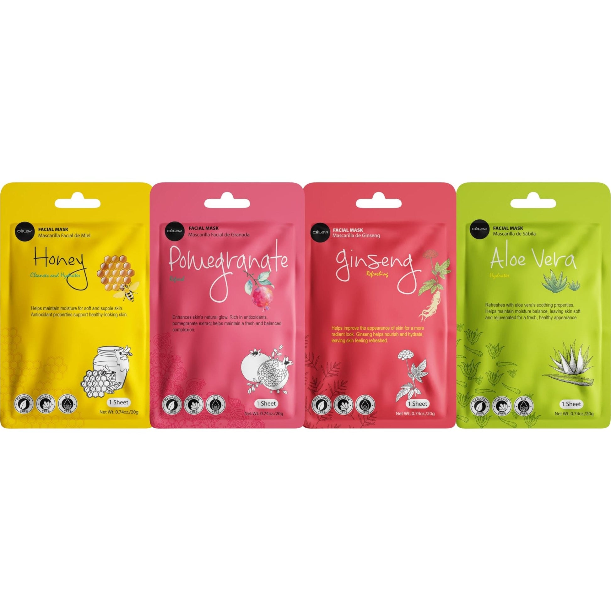 celavi Face Mask Set Korean Beauty Essence Facial Paper Sheet Mask Korea Skin Care Moisturizing 2 Packs of each 12 New flavors K-Beauty Skincare 24 masks in a pack Made in Korea - Medaid International