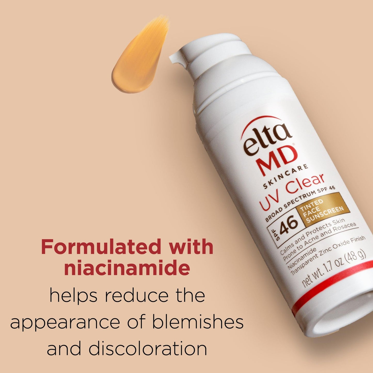 EltaMD UV Clear Tinted Sunscreen for Face, SPF 46 with Zinc Oxide, Oil-Free, Dermatologist Recommended, For Acne-Prone Sensitive Skin, 1.7 oz - Medaid International