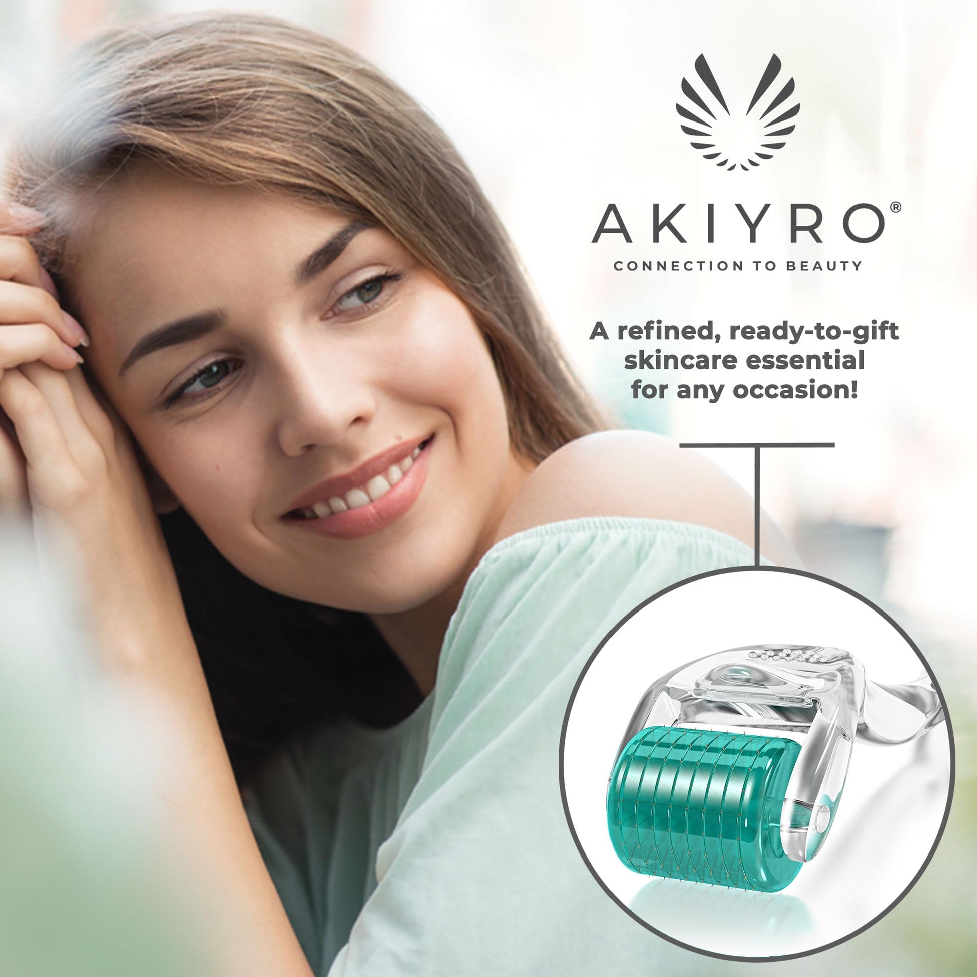 AKIYRO Derma Roller 0.30mm - Microneedle Roller with Storage Case - 192 Micro Needling Dermal Tool for Face, Beard, Scalp & Body - At Home Microneedling Skin Care Device for Women & Men (Green) - Medaid International
