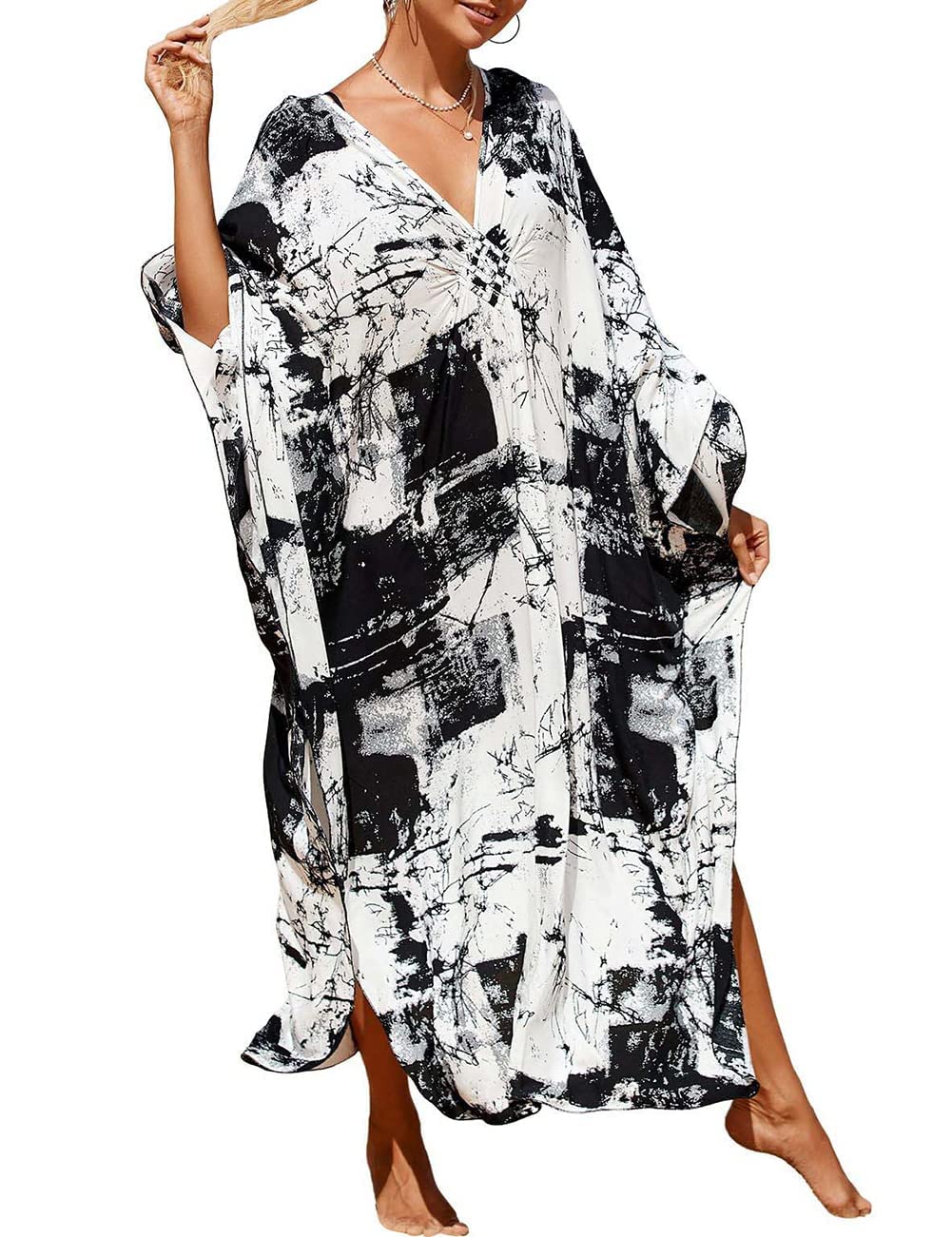 KASTWAVE Maxi Bohemian Dress, Kimono, Beach Coverup