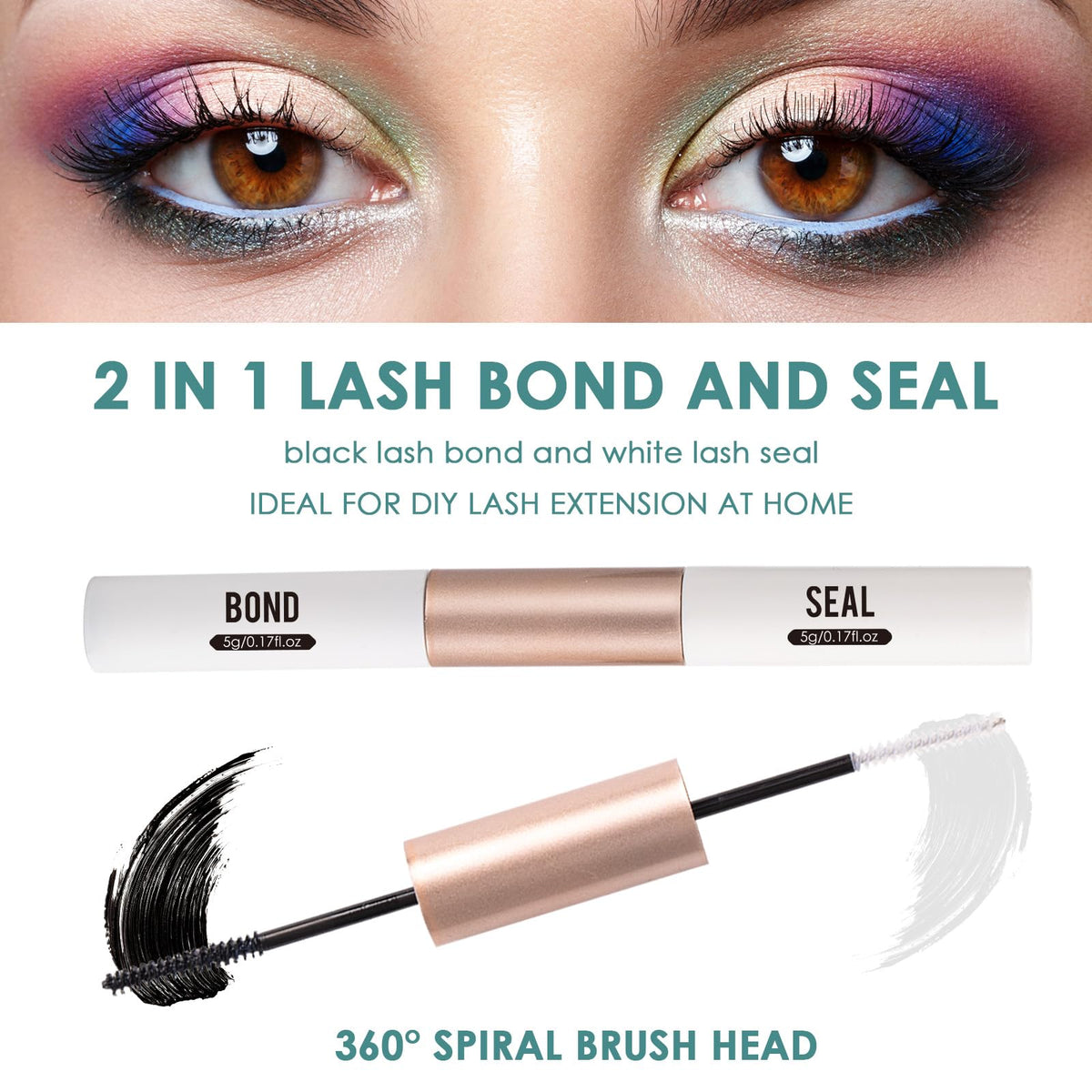 KASTWAVE Lash Extension Kit, Individual Lashes with Bond and Seal-120 Lash Clusters DIY False Eyelashes Natural Cluster Lashes with Eyelash Glue and Lash Tweezers C D Curl 10/12/14/15/16mm