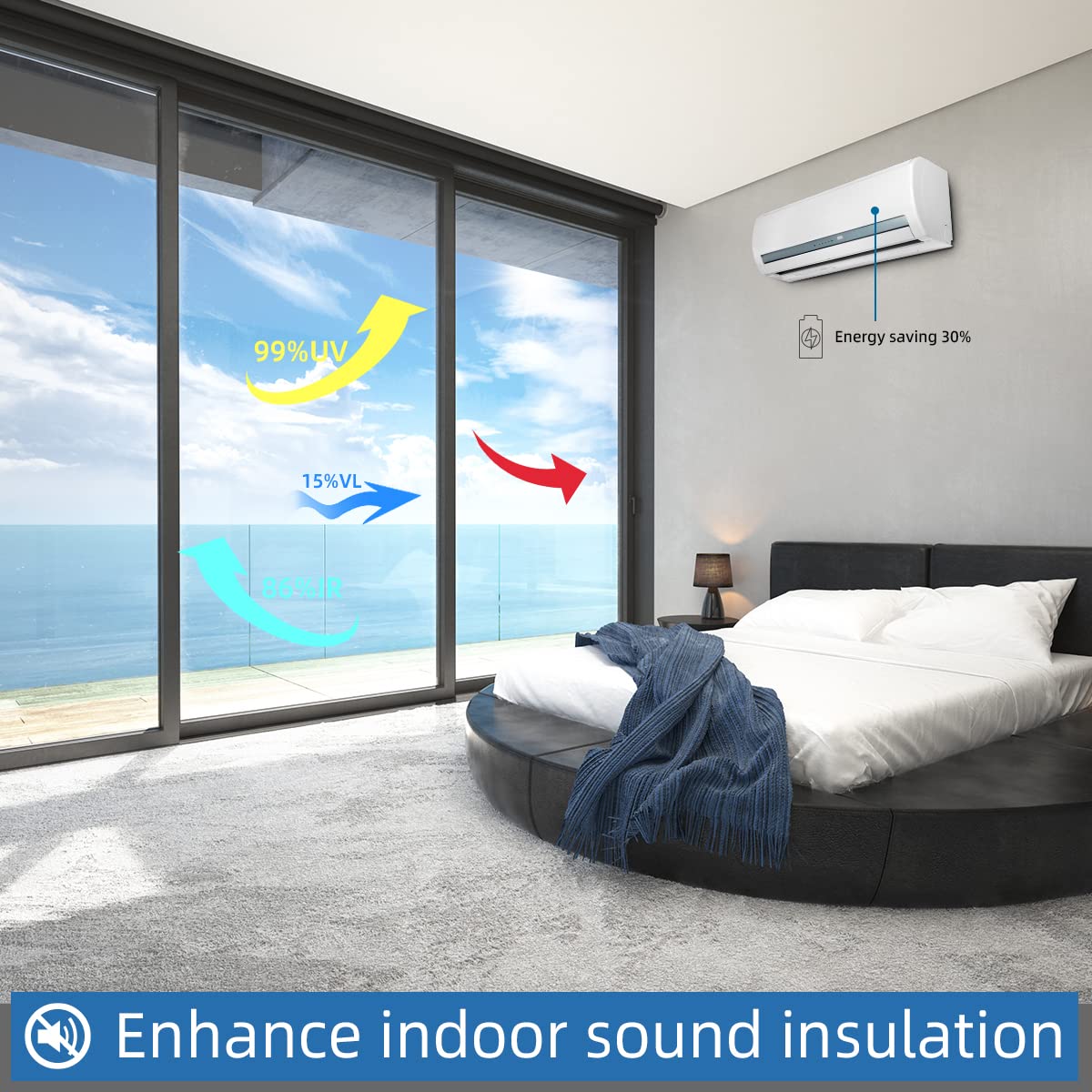Heat Control Window Film, Window Tint Sun Blocking Blackout and UV Protection, one-Way Privacy Mirror Reflective Film,Explosion-Proof Premium PET Material Cosmic Black, 17.5 Inch x 6.5 Feet - Medaid International