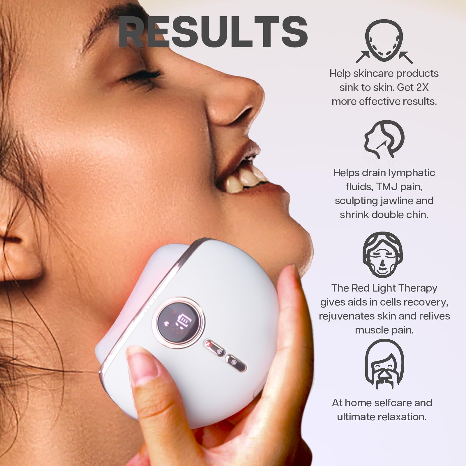 VRAIKO Aurora LED Gua Sha Device, Jade Stone Gua Sha Facial Tool with Heat and Vibration, Face Massager for Anti-Aging Wrinkles Puffiness Skin Rejuvenation and Toning (Aurora) - Medaid International