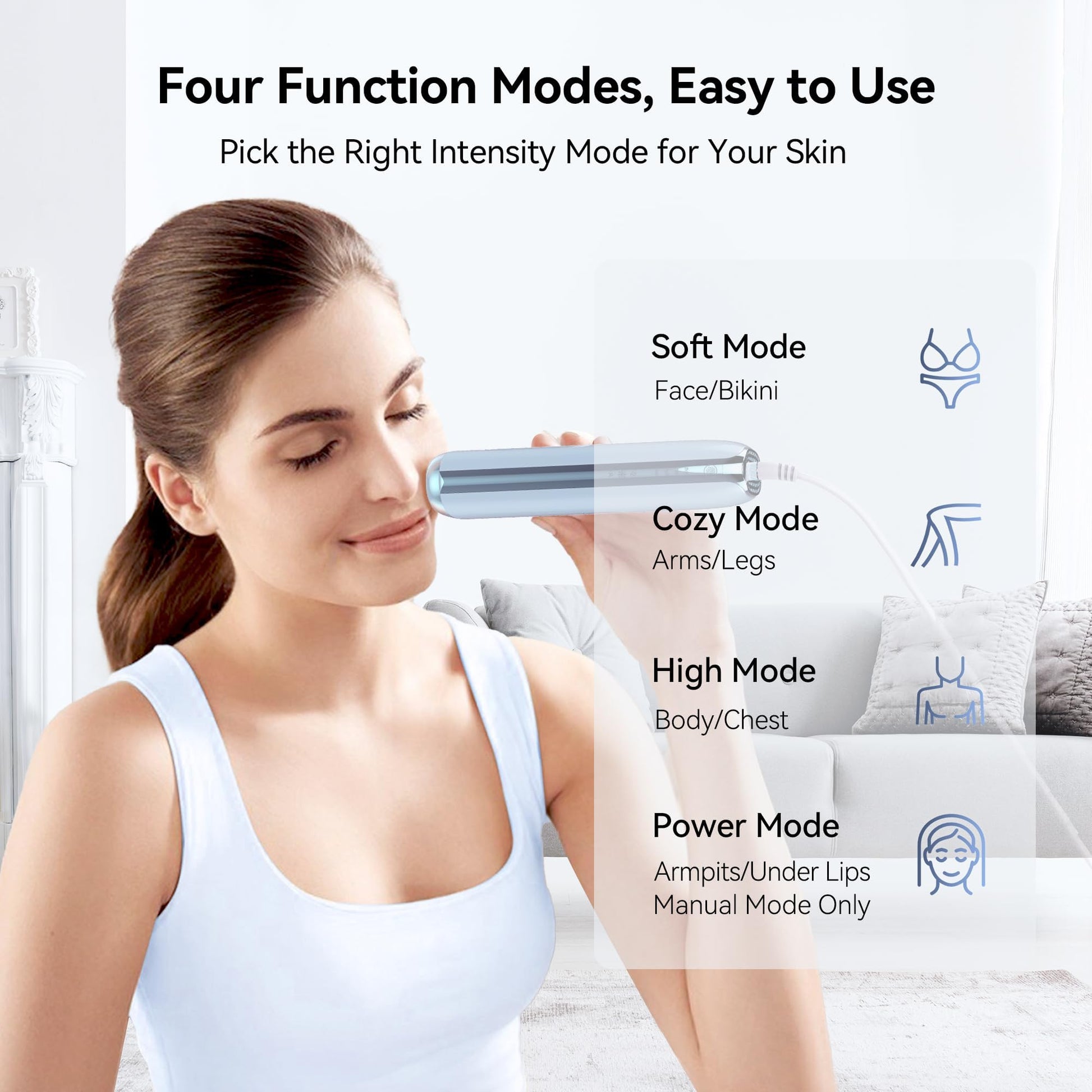 Laser Hair Removal for Women, IPL Laser Hair Removal Device, Painless Hair Remover at Home with Sapphire Ice-Cooling, Long-Lasting Hair Reduction in 3 Weeks for Face Body Bikini, Gifts for Women Her - Medaid International