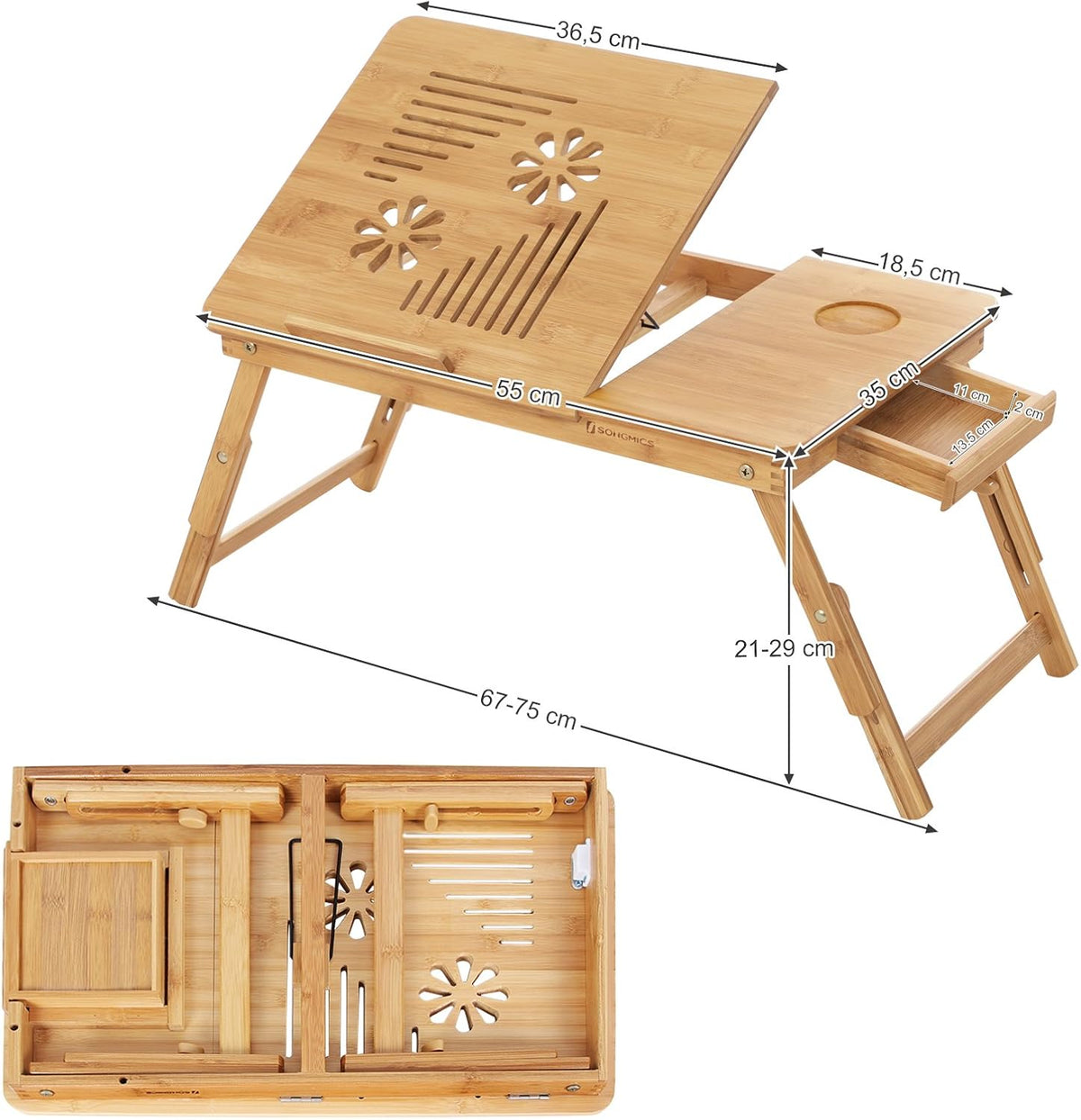 SONGMICS Bamboo Laptop Desk LLD002