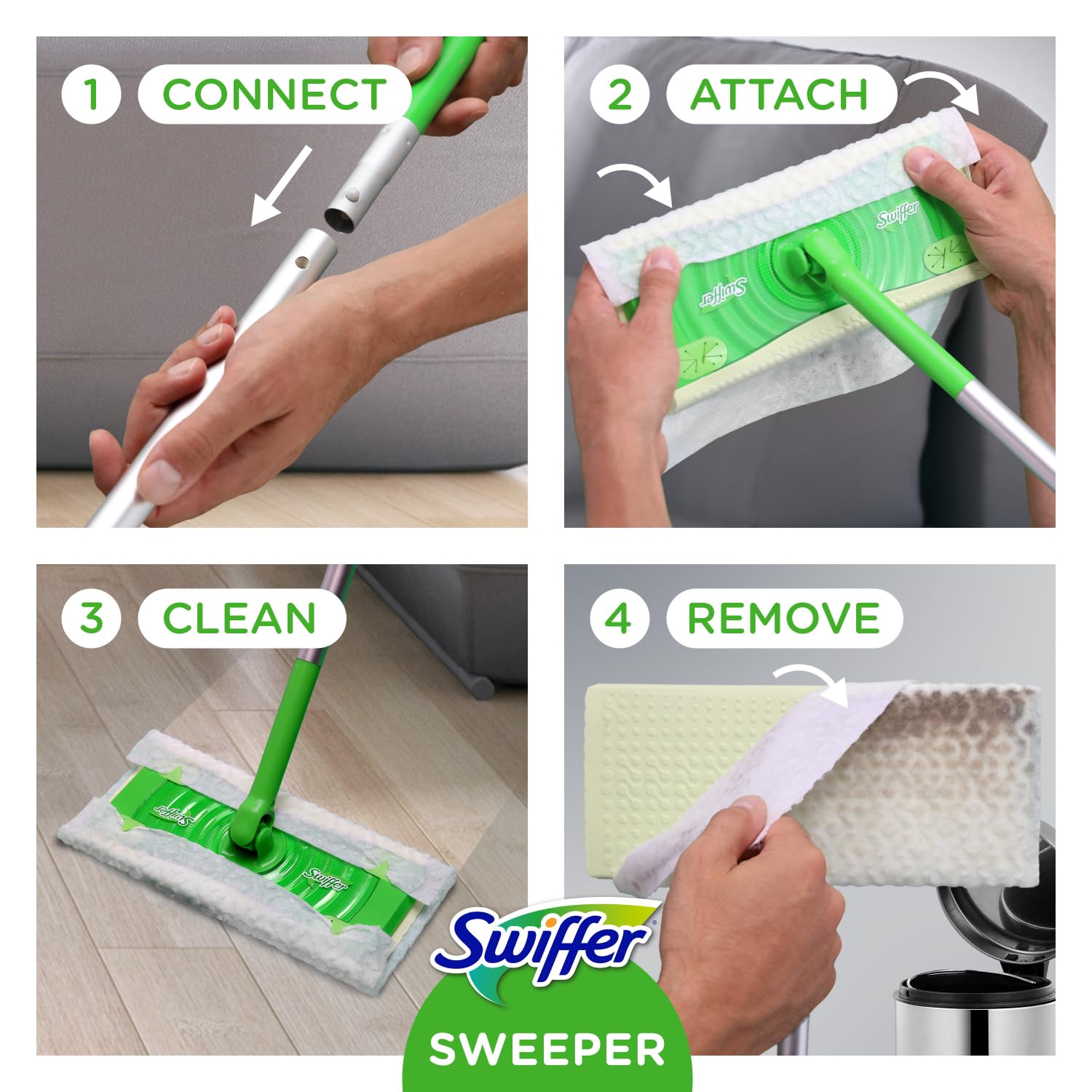 Swiffer Sweeper 2-in-1 Mops for Floor Cleaning, Dry and Wet Multi Surface Floor Cleaner, Sweeping and Mopping Starter Kit, Includes 1 Mop + 19 Refills, 20 Piece Set - Medaid International
