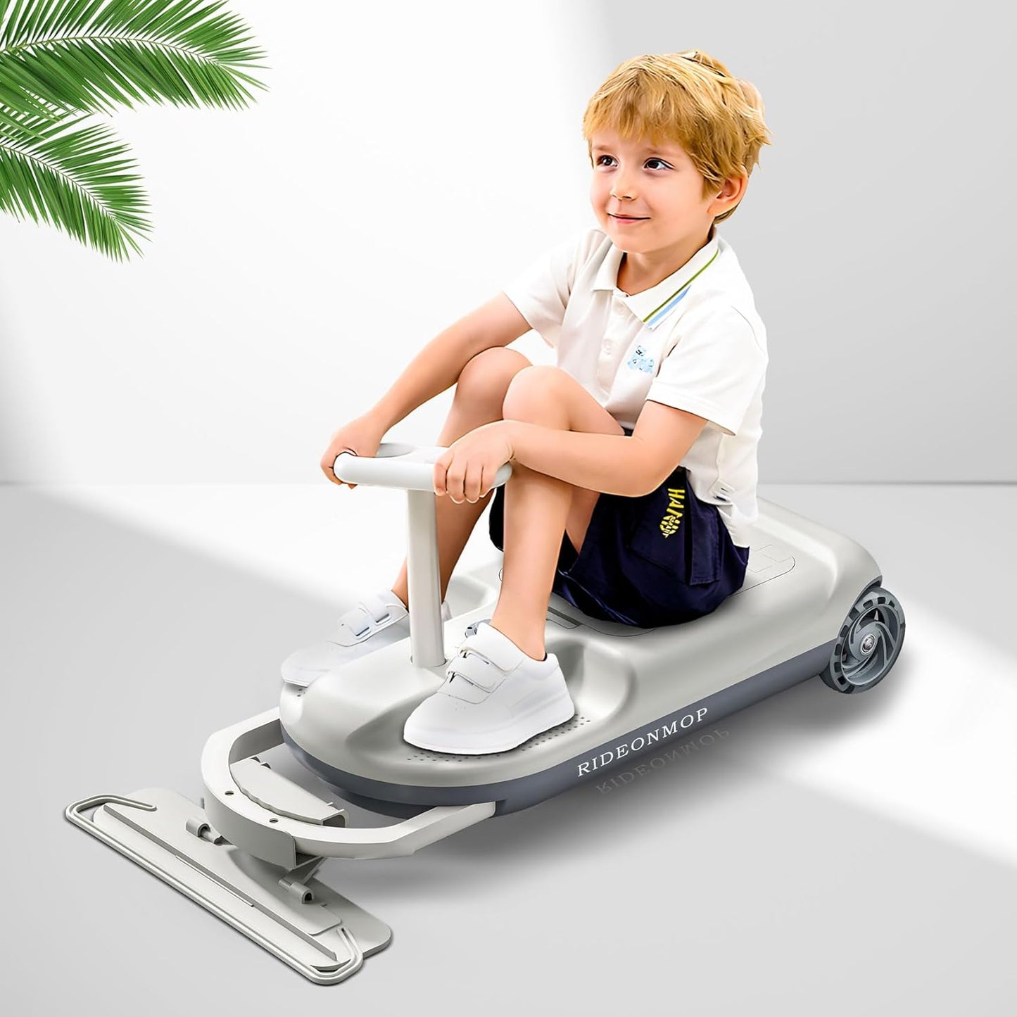 Cleaning Go Kart for Kids, Ride On Mop Floor Cleaner Go Carts with Cool Lights  Portable Mini Go Kart Retractable Cleaning Mop
