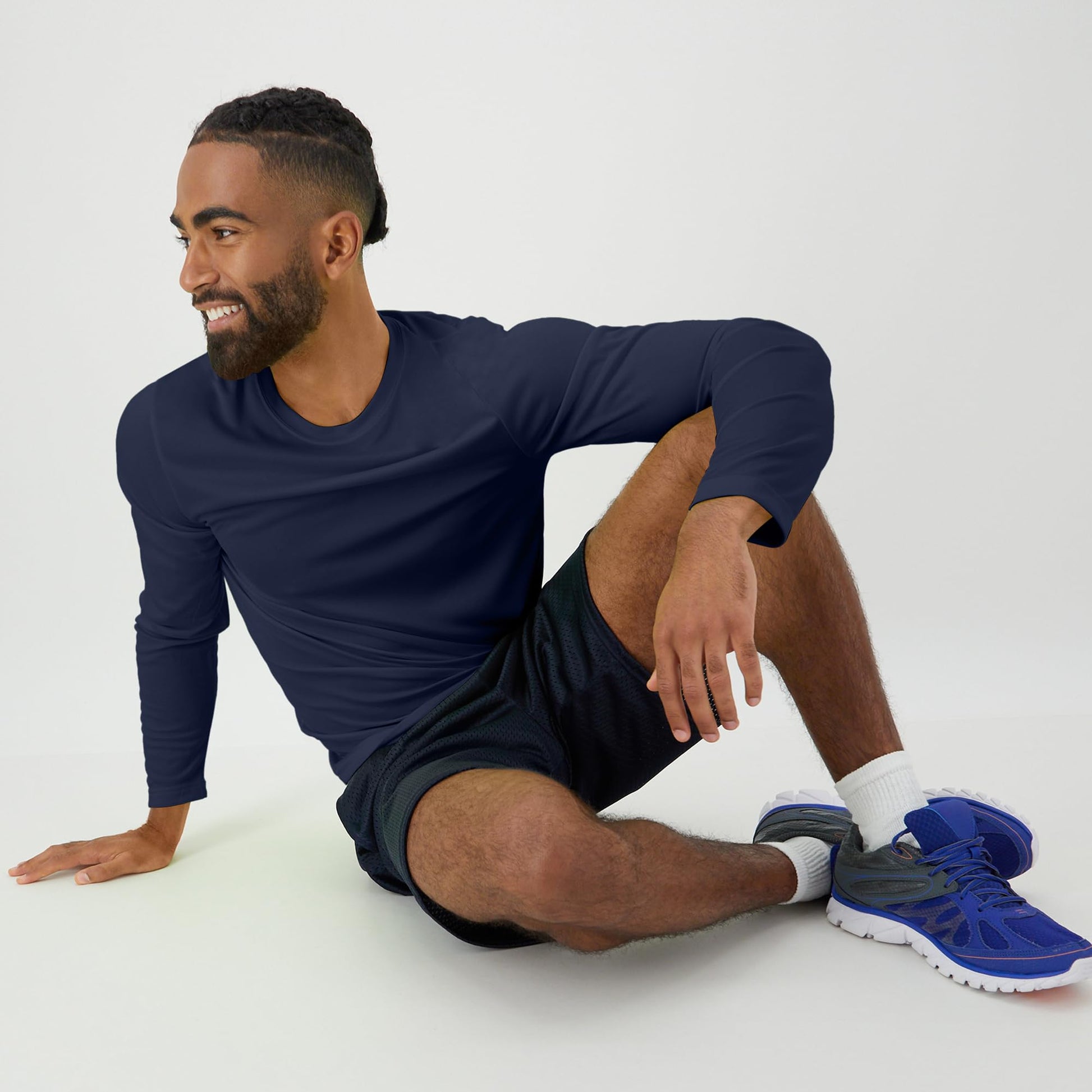 Hanes Men's Long Sleeve Cool Dri T-Shirt UPF 50+, X-Large, 2 Pack ,Navy - Medaid International