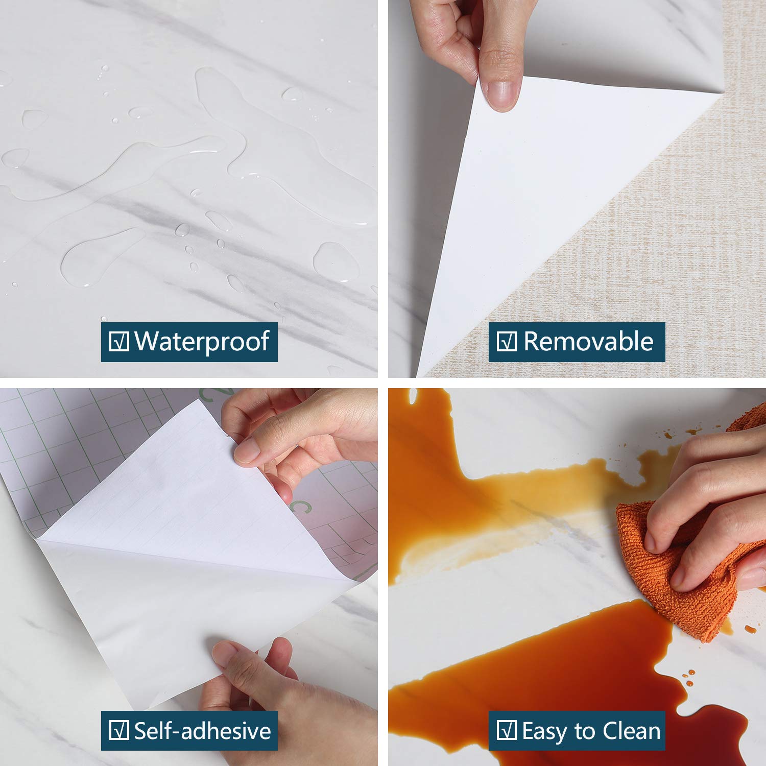 VEELIKE White Marble Contact Paper for Countertops Contact Paper for Cabinets Countert Top Covers Peel and Stick Wallpaper Removable Waterproof Vinyl Self Adhesive Wall Paper for Bedroom 118"X15.7" - Medaid International