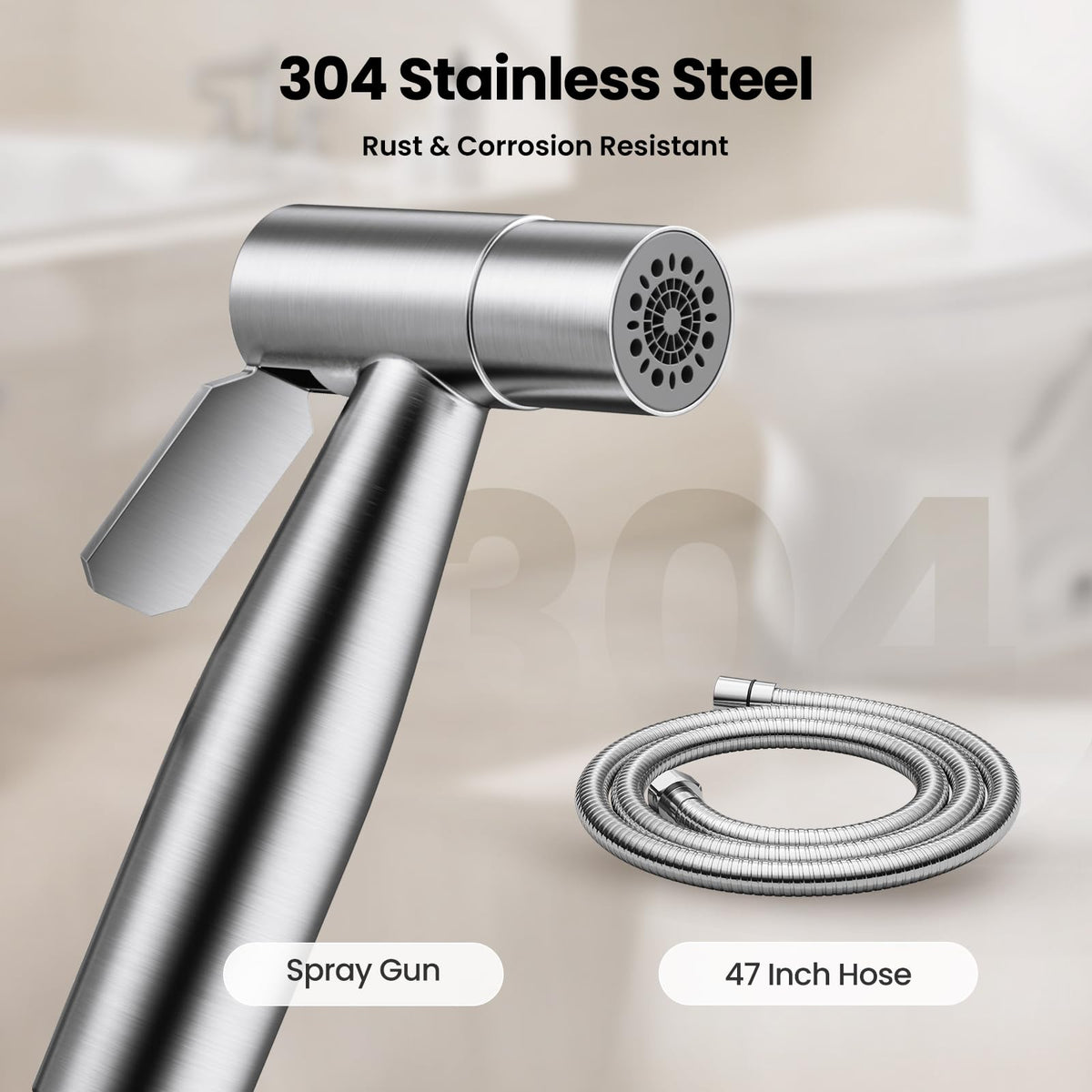 JOMOO Handheld Bidet Sprayer for Toilet, Adjustable Water Pressure Jet Spray with 47" Bidet Hose for Feminine Wash, Bathroom Hygiene Attachment for Cloth Diaper Cleaning