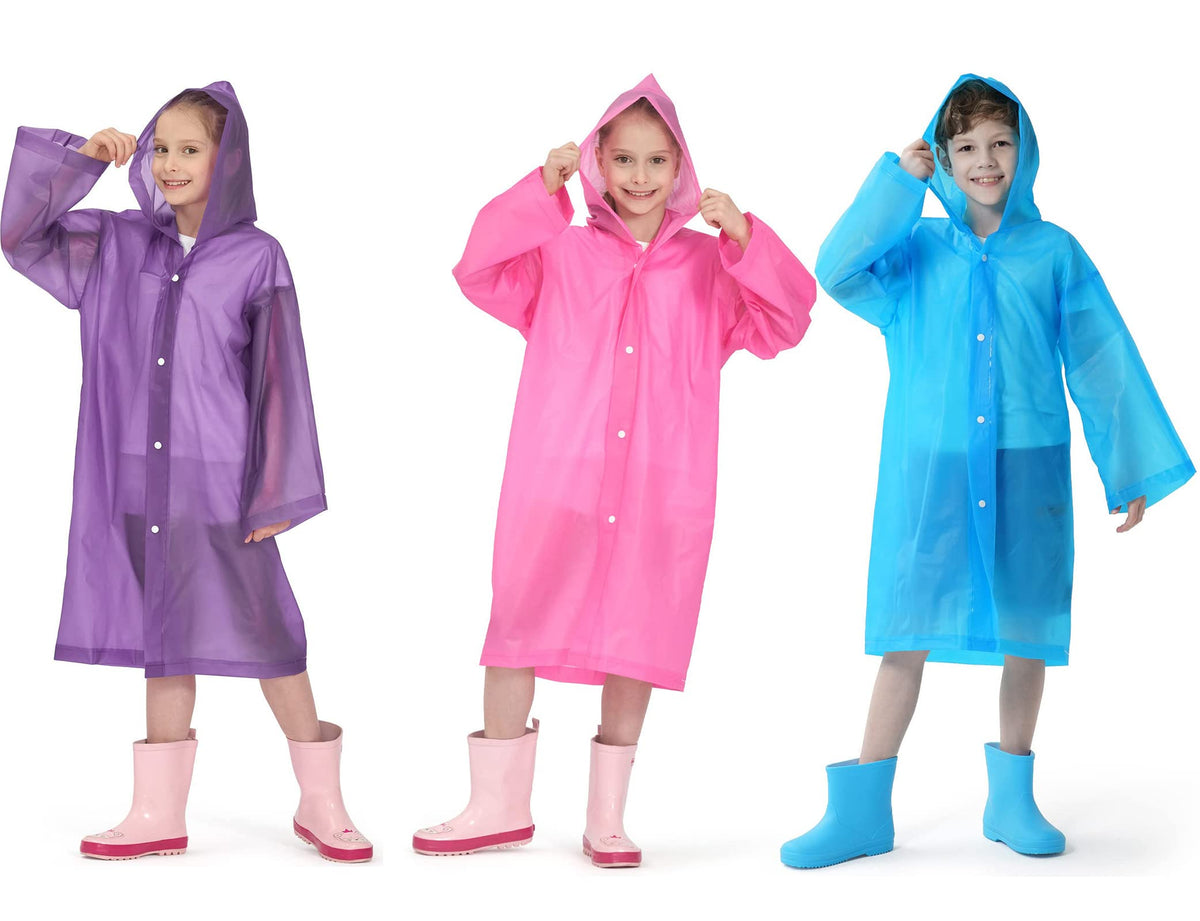 Kids Waterproof Raincoat, EVA Portable Rain Poncho, for Girls Boys Toddler Rainwear Rain Jacket Cape, Reusable Children Raincoat for Outdoor Climbing Cycling Hiking Camping