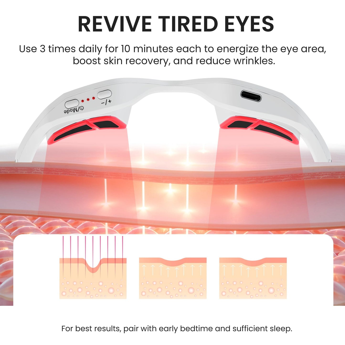 Qcccmyy Under Eye Red Light Therapy Device, Red Light Therapy Glasses for Eyes Light-Weight Eye Massager for Reducing Dark Circles and Puffiness, Smoothing Fine Lines - Medaid International