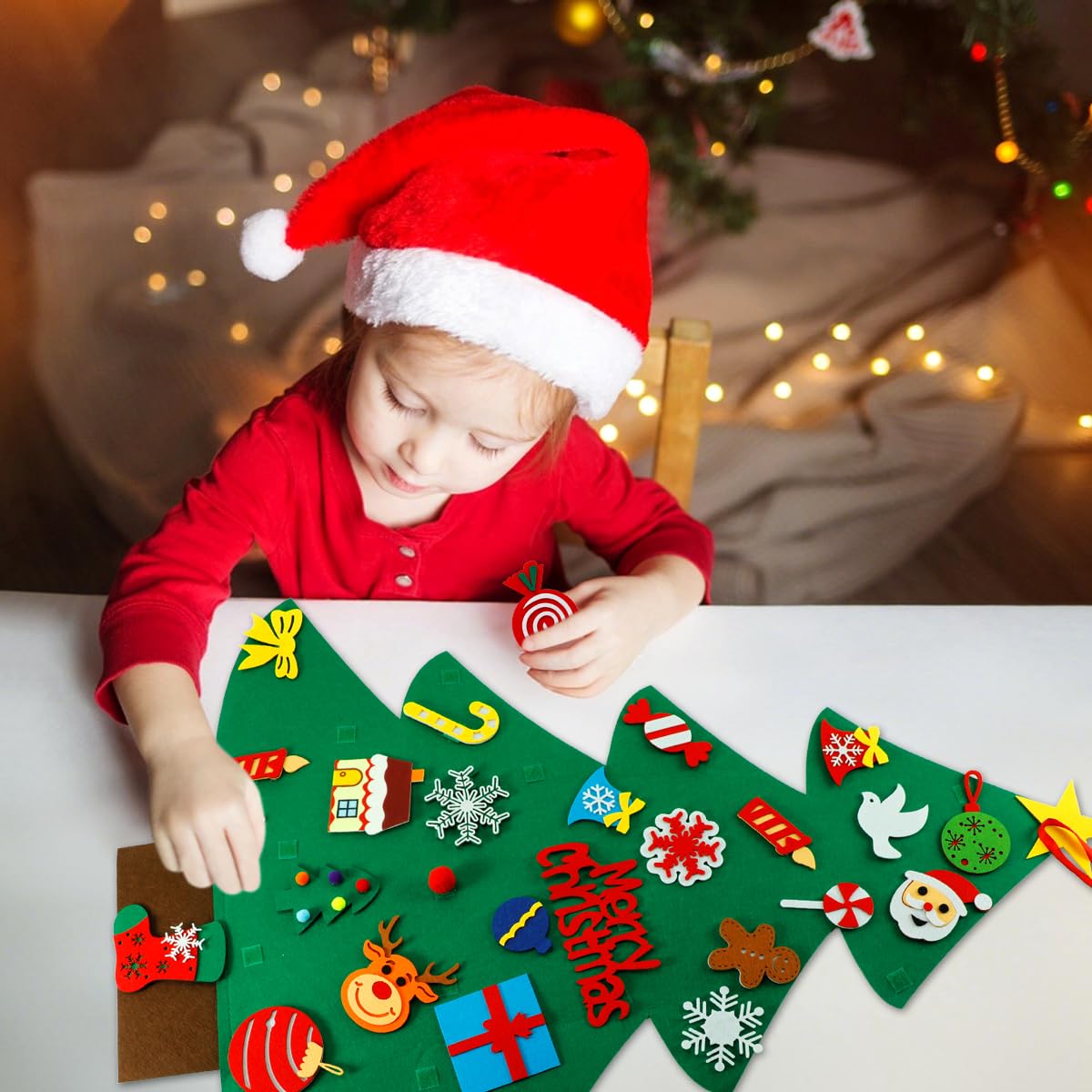 DIY Felt Christmas Tree for Kids, 2025 Advent Calendar Countdown with Accessories Xmas Tree Detachable Wall Hanging Ornaments and String for Xmas Decorations Gifts for Toddlers - Medaid International