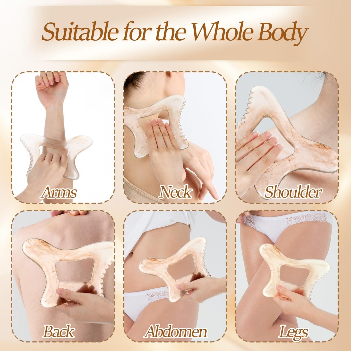 APLZGMG Amber Resin Gua Sha Body Tool, Large Guasha Tool for Face, Back, Legs - Efficient Gua Sha Facial Tools for Relaxation and Body Shaping - Medaid International