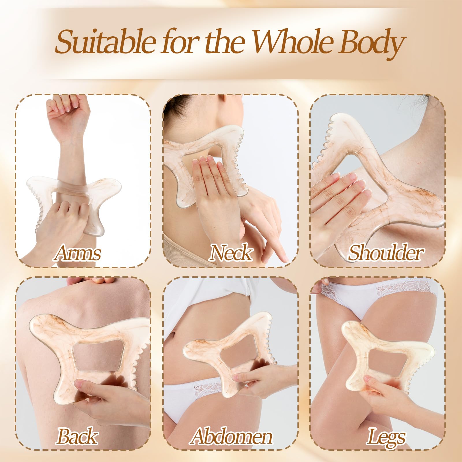 APLZGMG Amber Resin Gua Sha Body Tool, Large Guasha Tool for Face, Back, Legs - Efficient Gua Sha Facial Tools for Relaxation and Body Shaping - Medaid International