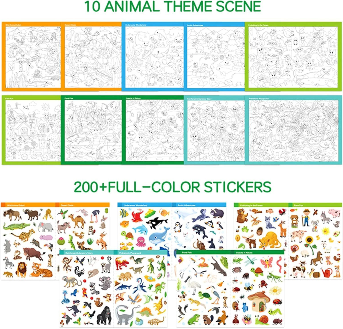 KASTWAVE Animal Sticker Book for Kids 3-6 | Find The Animal Sticker, 10 Themes with 200+ Stickers, Search & Find DIY Educational Toy for Toddlers