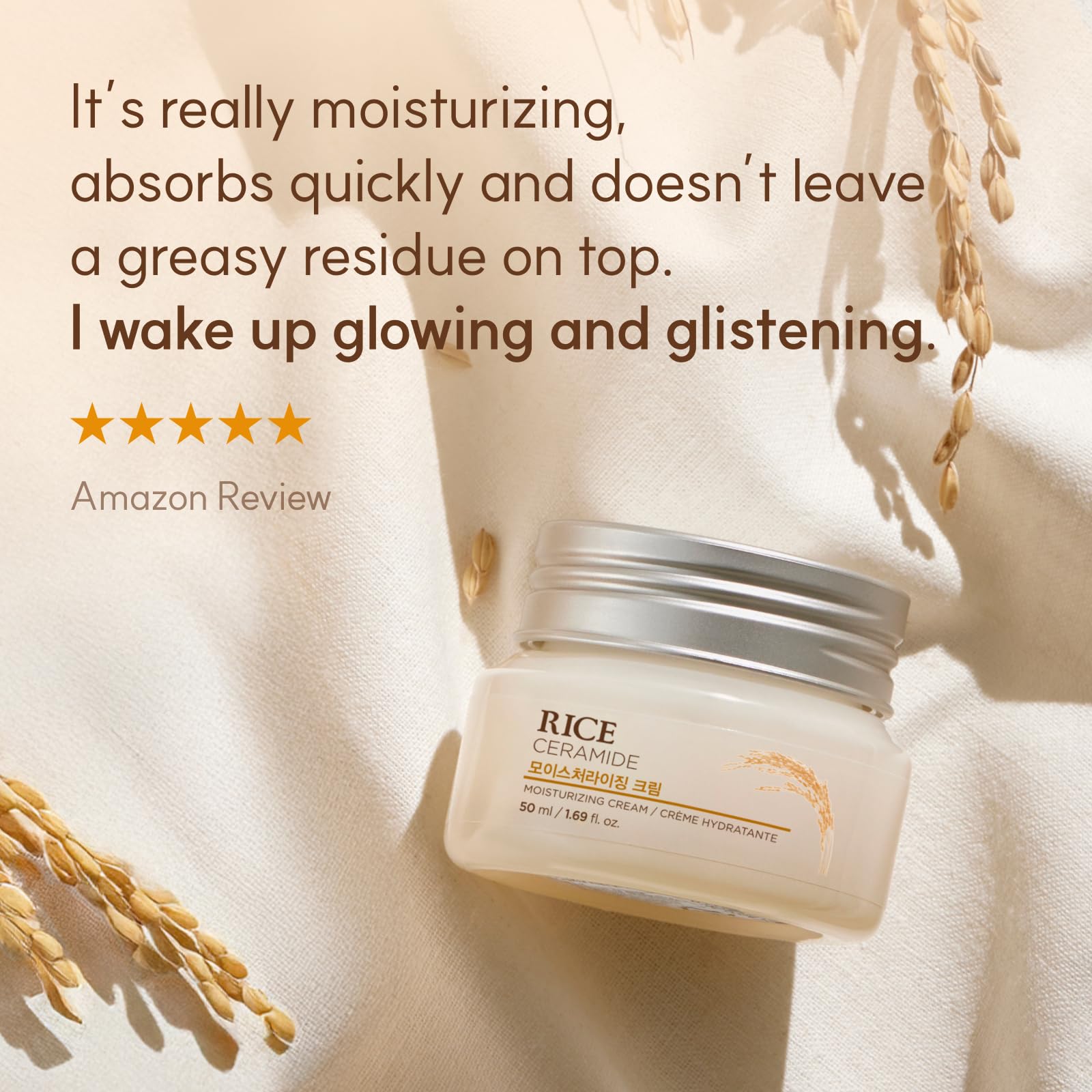 The Face Shop Rice Ceramide Cream, Hydrating Face Moisturizer, for Dry & Combination Skin, Lightweight, Fast-absorbing, 1.69 fl. oz. - Medaid International