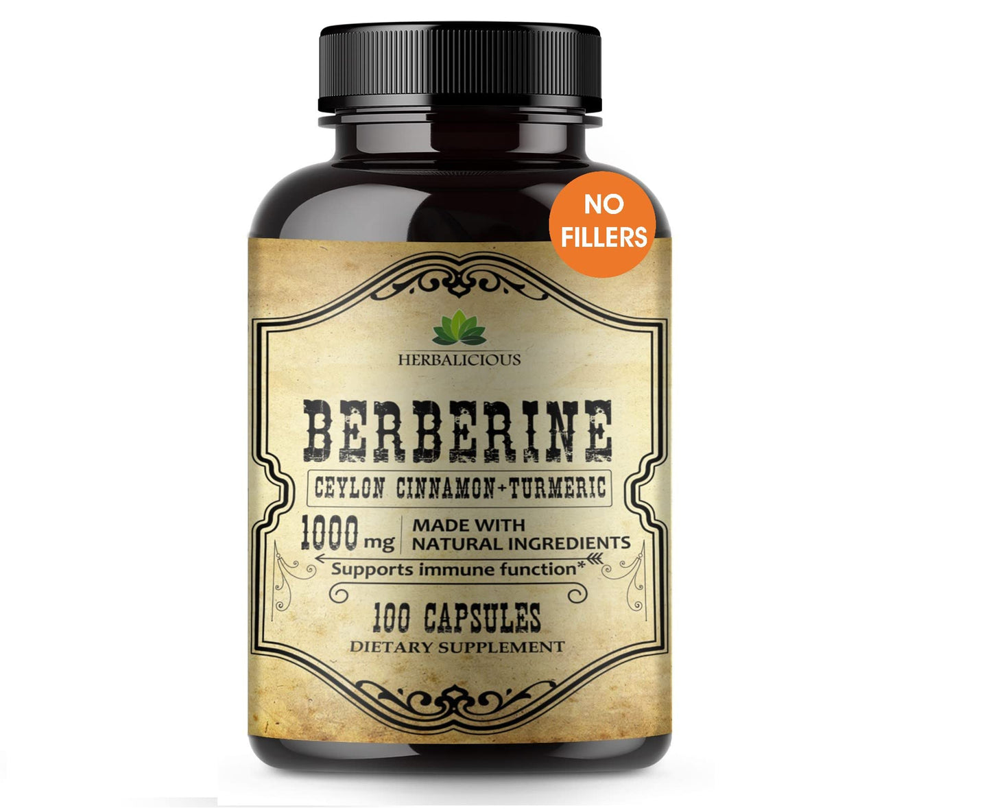 Berberine Capsules Ceylon Cinnamon & Turmeric - HCL Dietary Supplement for Men and Women – Non GMO Berberine 500 mg per Capsule – Ideal for Immune Support - Medaid International