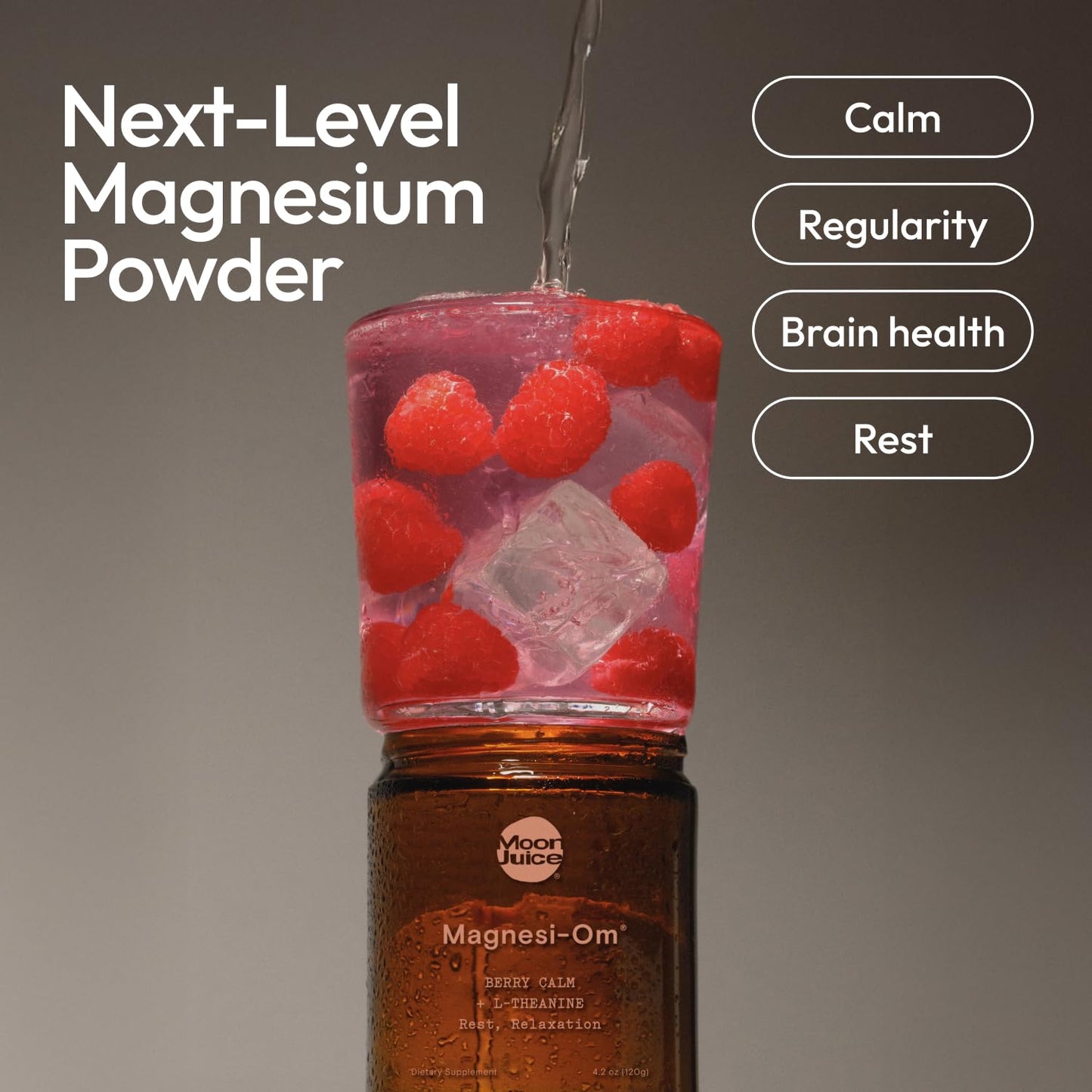 Moon Juice Magnesi-Om Magnesium Powder Supplement - Chelated Magnesium Complex + L-Theanine Blend for Rest, Relaxation & Regularity - Vegan, Non-GMO & No Sugar, Berry, 4 oz, 30 Servings - Medaid International