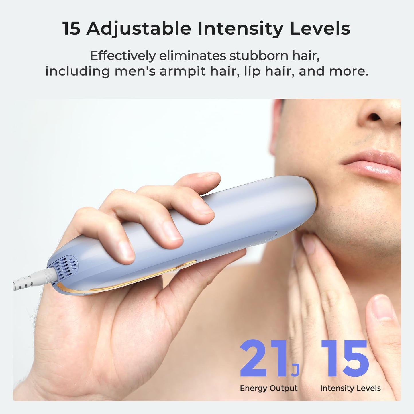 Sapphire Ice Cooling IPL Laser Hair Removal Device at Home for Women and Men, 21J High Energy, 3 Modes, 41°F Cooling Tech, Alternative to Salon Hair Removal for Face, Bikini, Legs - Medaid International