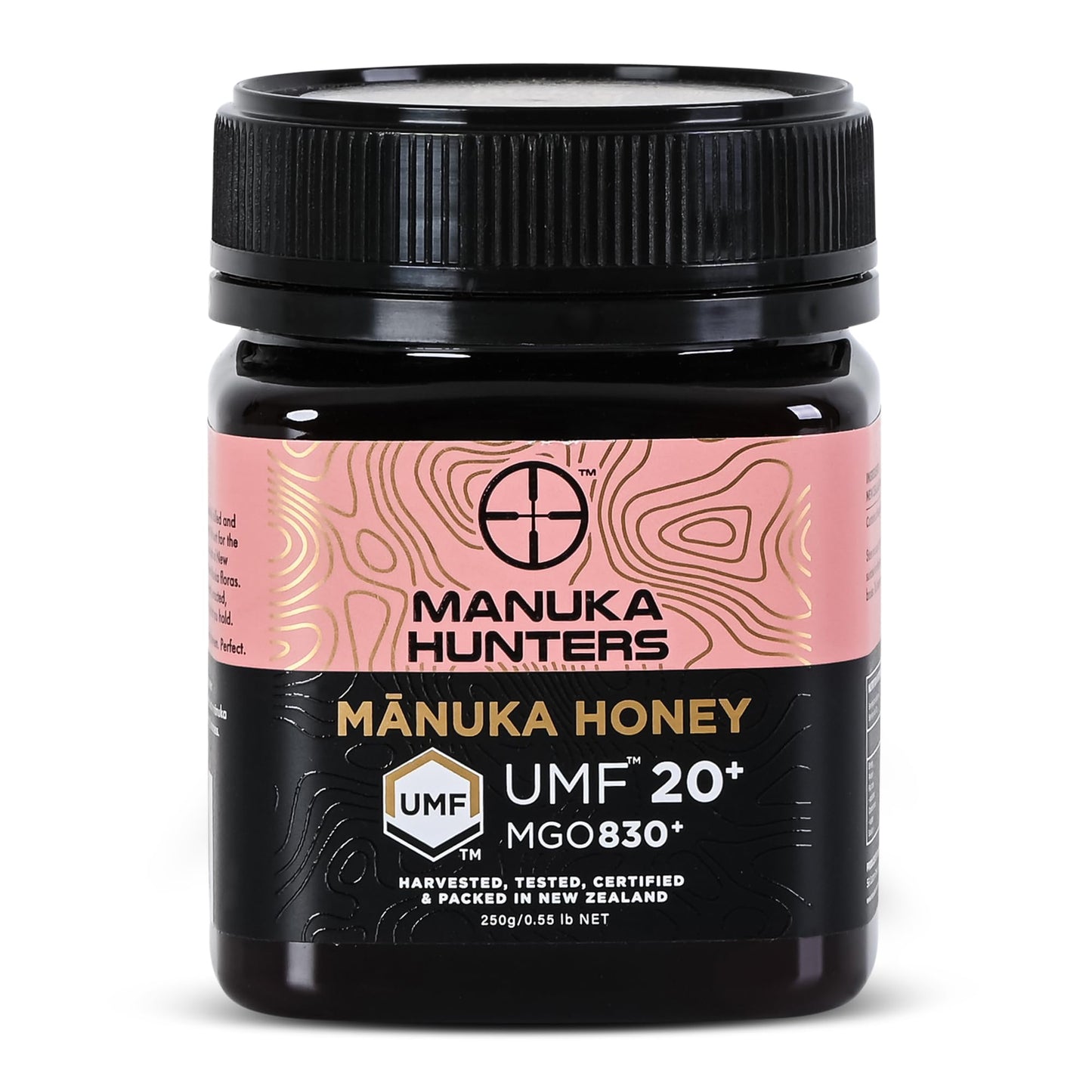 Manuka Hunters UMF 20+/MGO 830+ Certified New Zealand Manuka Honey - 100% Pure Natural Sweetener - Gluten, Dairy Free - Ideal for Tea, Coffee, Smoothies, and Baking - Sustainable - 8.8oz/250g Jar - Medaid International