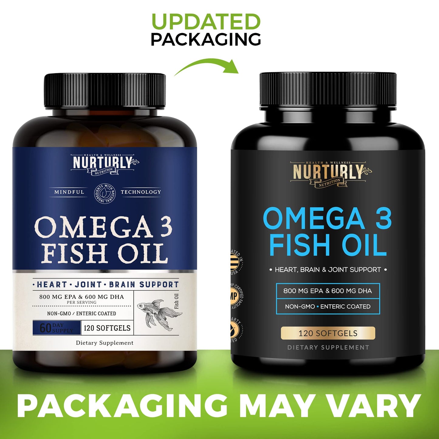Omega 3 Fish Oil 2000mg, 800mg EPA and 600mg DHA - Enteric Coated and Burpless - Supports Brain, and Heart - Burpless, Non-GMO, 3rd Party Lab Tested and NSF Certified - 120 Softgels - Medaid International