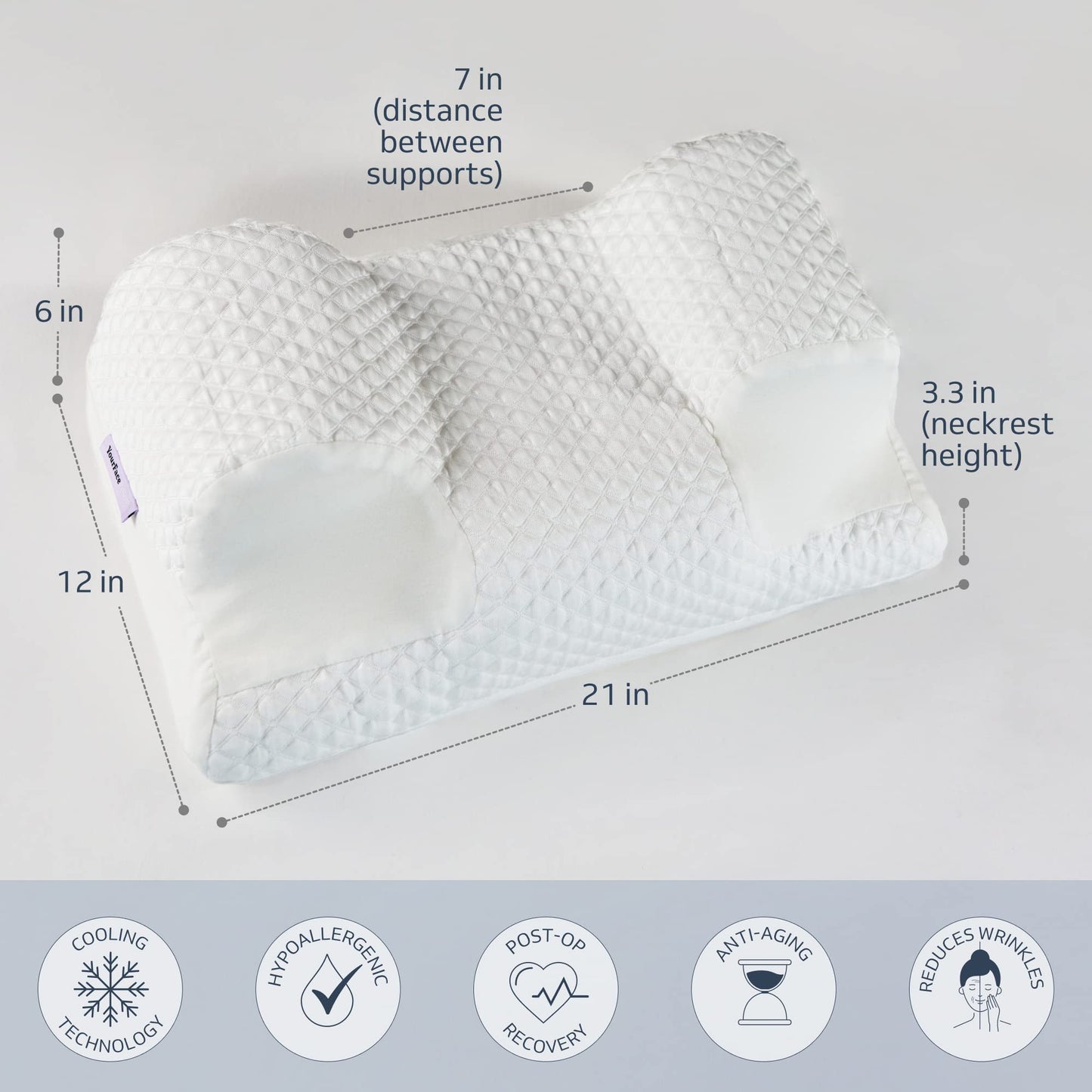 YourFacePillow, Back Sleeper Beauty Pillow, Cervical Neck Pillow Contour Memory Foam Pillow, Ergonomic Neck, Back & Shoulder Support. Back Sleeping Reduces Pressure on Skin - Cooling with Satin Case - Medaid International