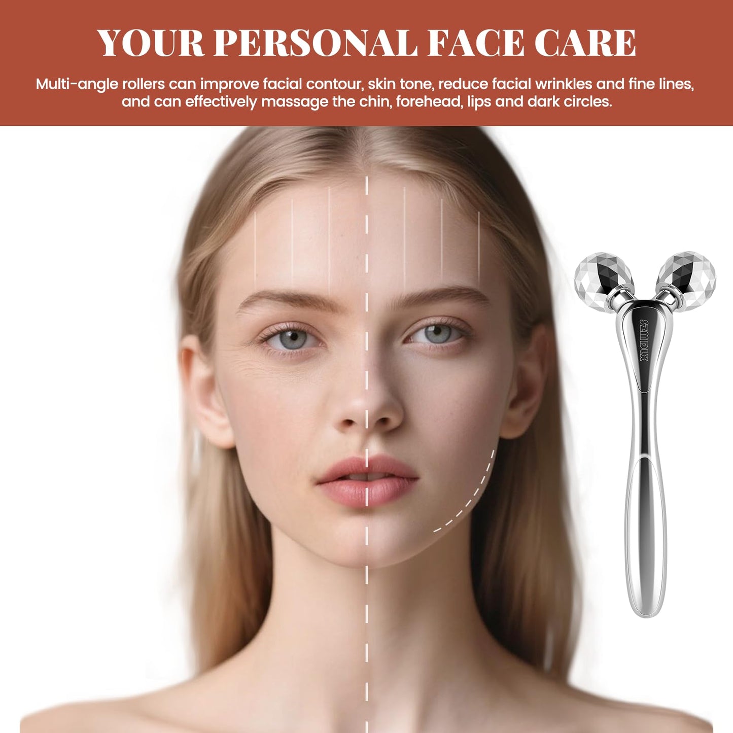 3D Facial Massager Rollers Lifting Massager, Skin Care Face Body Massager Firming Tools for Body Relaxation Massage, Kneading, Body Slimming and V-shaped Face Lift, Anti-Wrinkle (Silvery White) - Medaid International